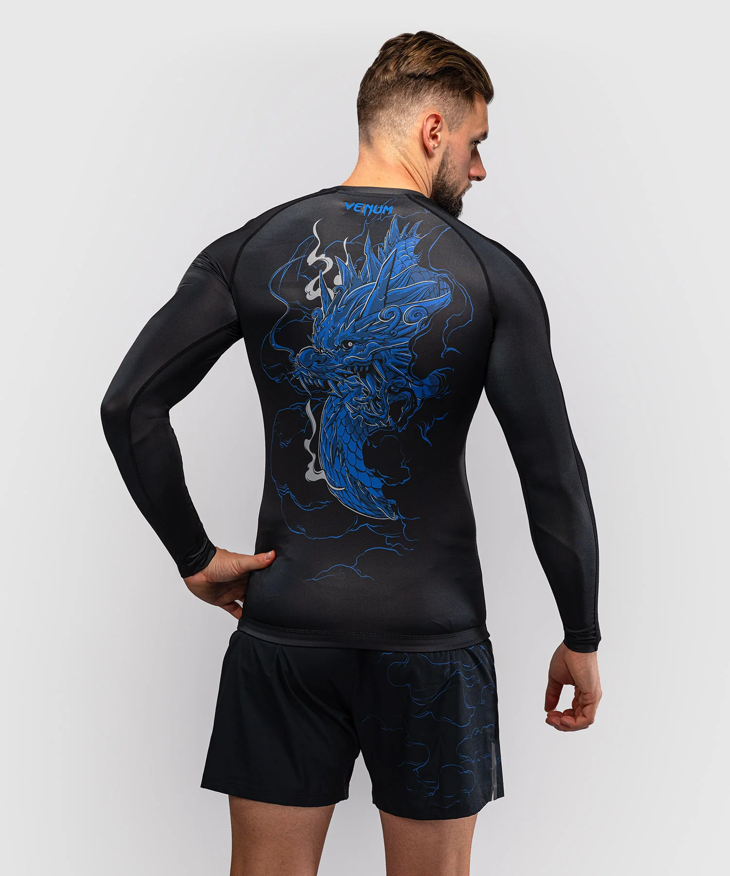 Rashguard à Manches Longues Venum Thunder Dragon – Noir/Bleu Royal