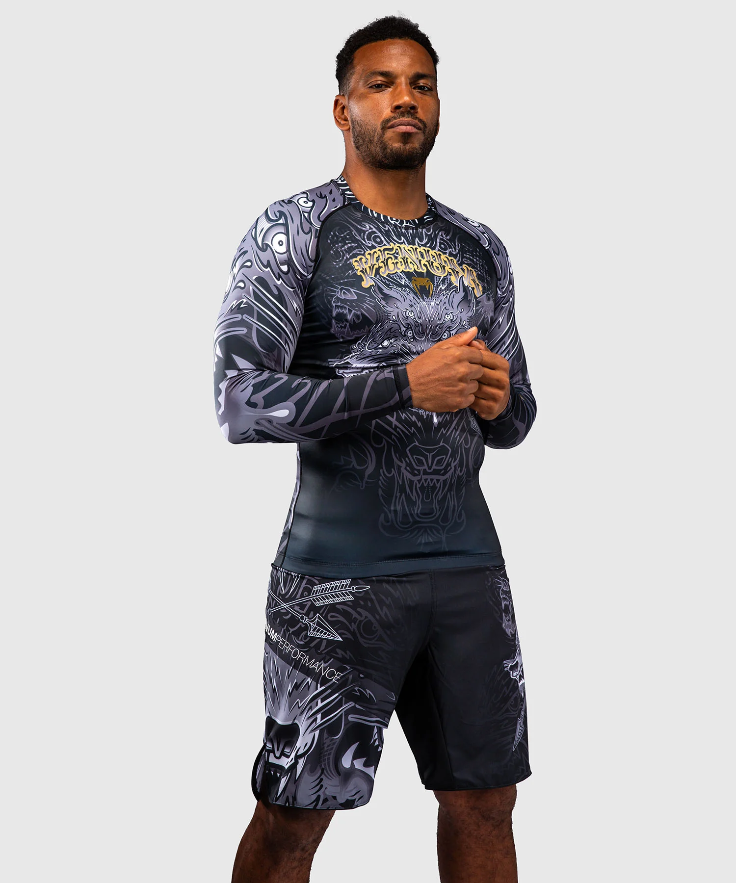 Rashguard à Manches Longues Venum Wolf Atak – Noir/Gris - Image 2