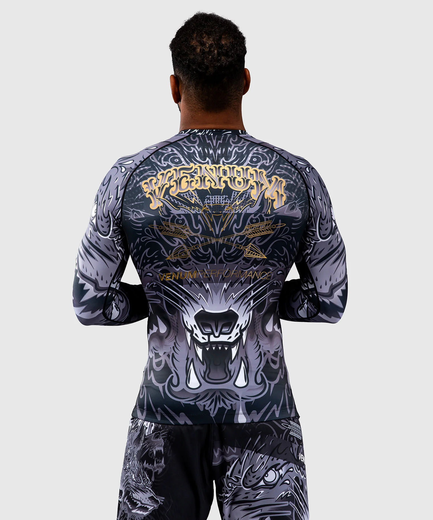 Rashguard à Manches Longues Venum Wolf Atak – Noir/Gris - Image 4