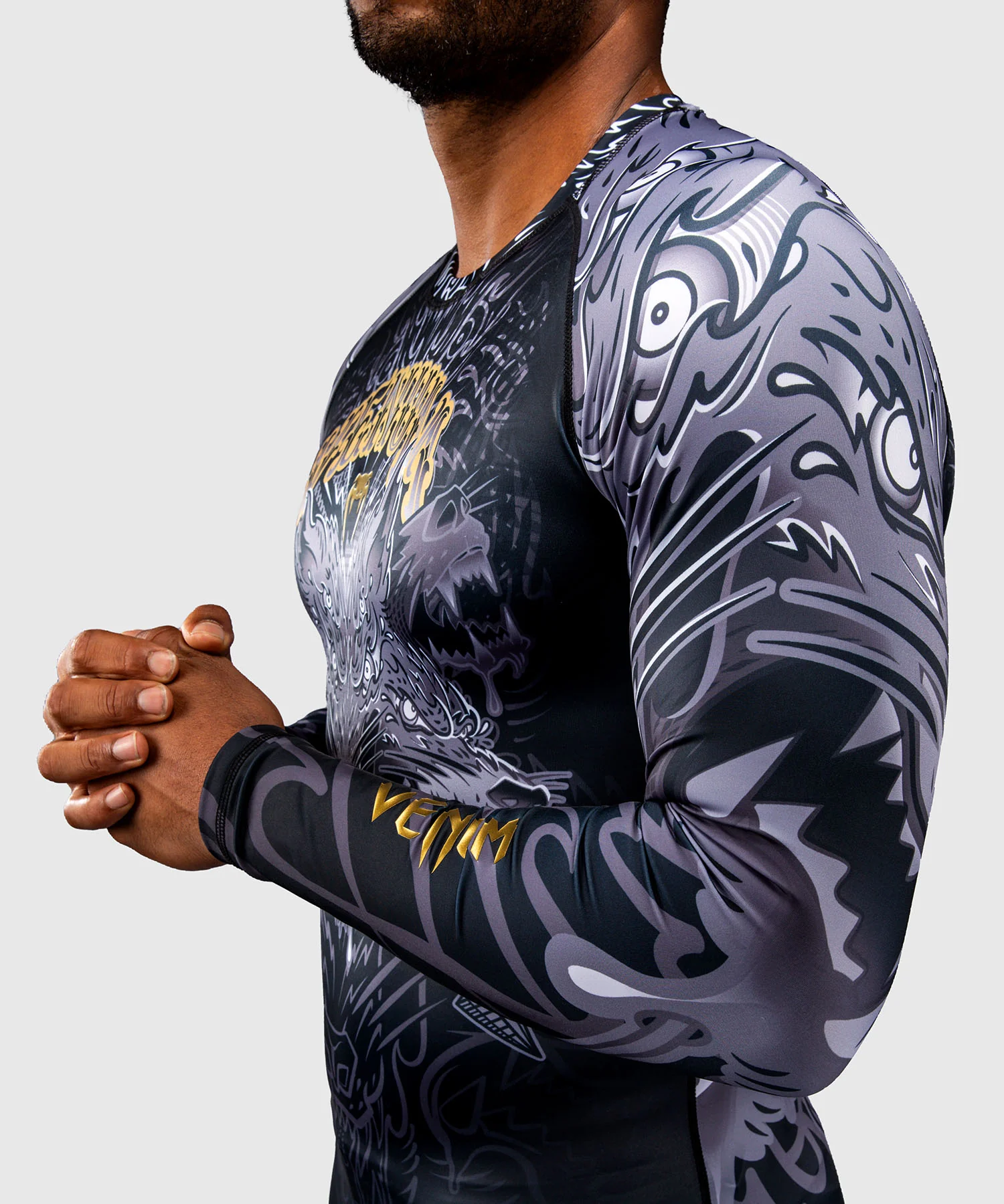 Rashguard à Manches Longues Venum Wolf Atak – Noir/Gris - Image 6