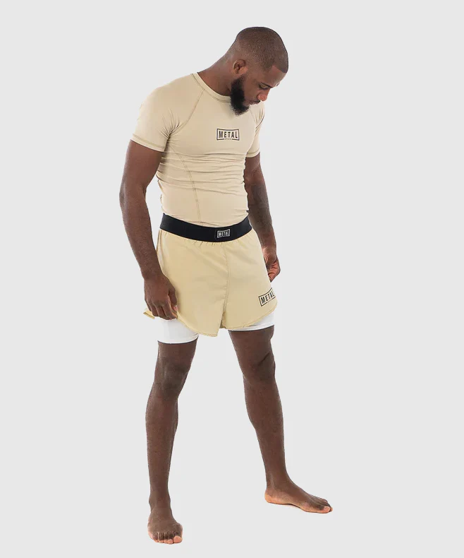 Rashguard Manches Courtes Metal Boxe Performance - Beige - Image 3