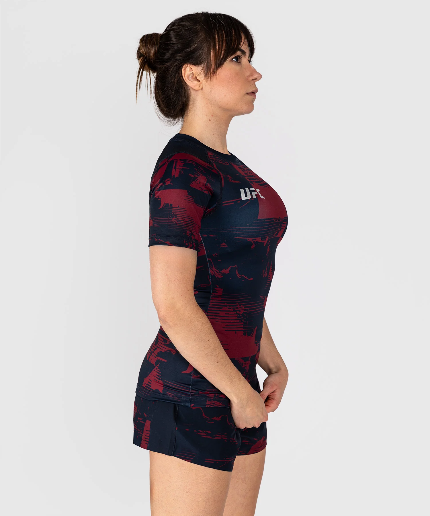 Rashguard manches courtes Performance Femme UFC Zenith by Venum Authentic Fight Week - Bleu marine/Bordeaux/Argent - Image 3