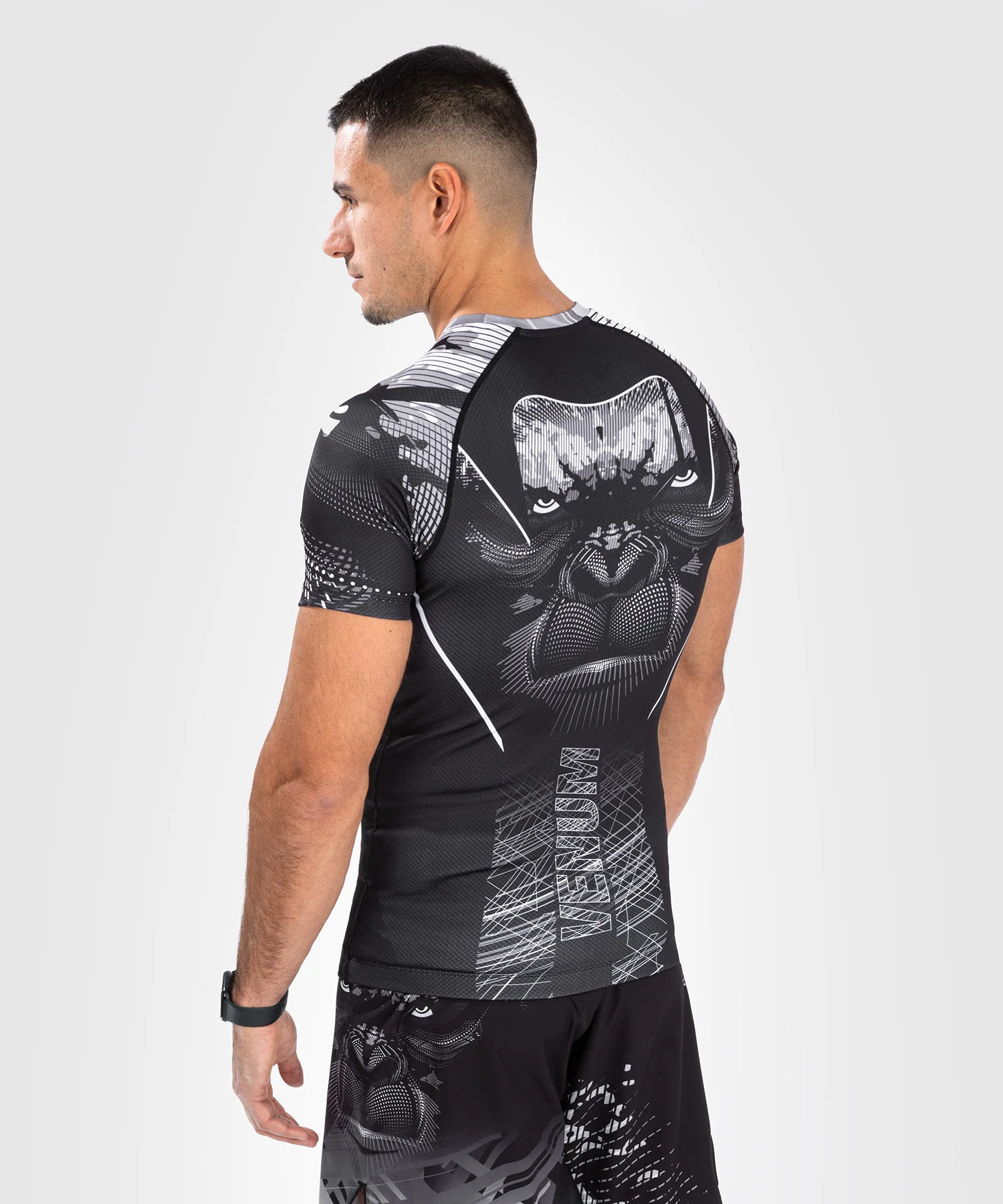 Rashguard Manches Courtes Venum Gorilla Jungle - Noir/Blanc - Image 3