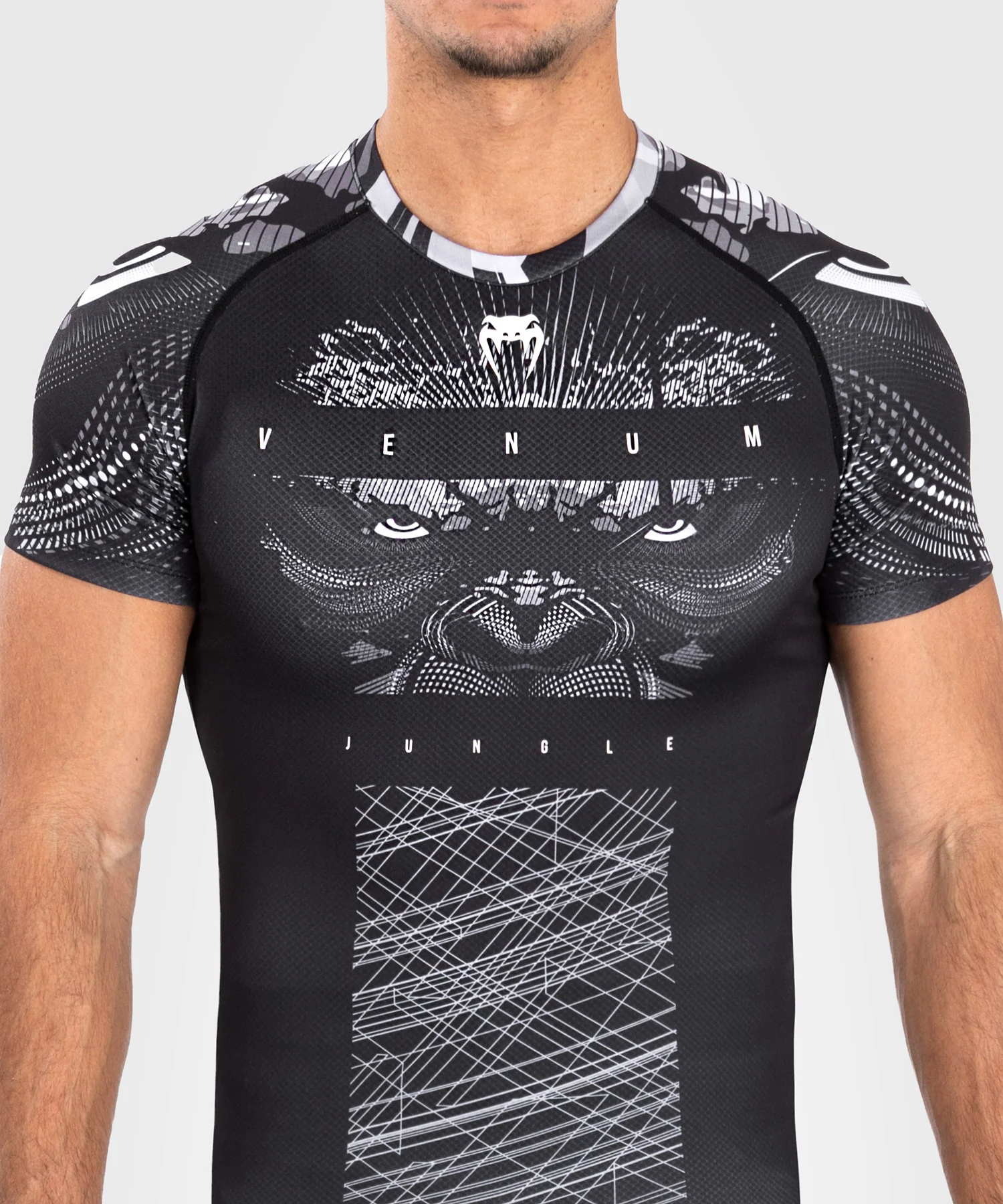 Rashguard Manches Courtes Venum Gorilla Jungle - Noir/Blanc - Image 4
