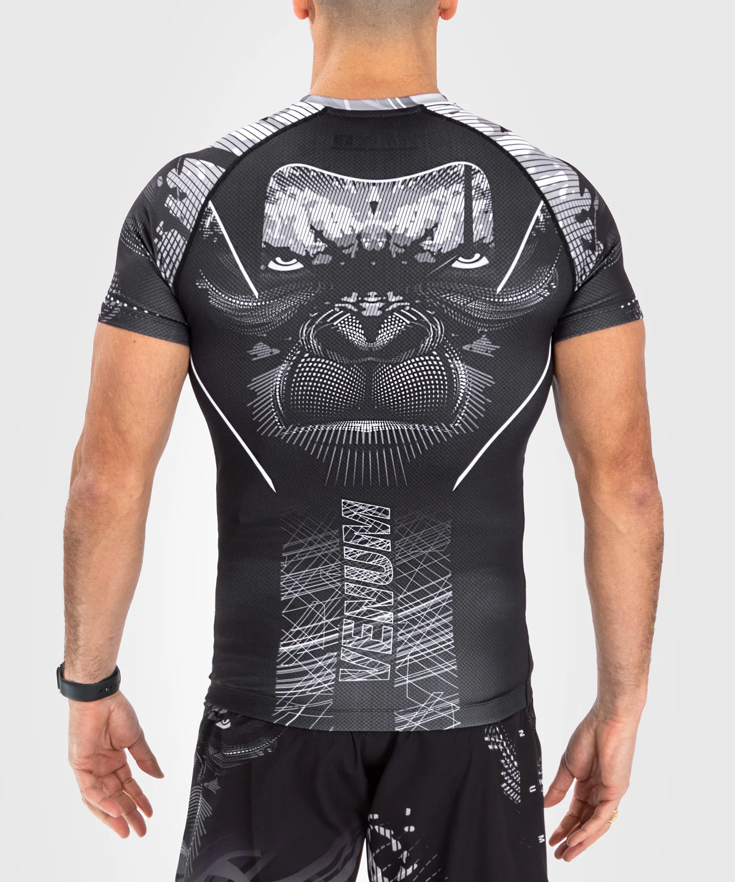 Rashguard Manches Courtes Venum Gorilla Jungle - Noir/Blanc - Image 5