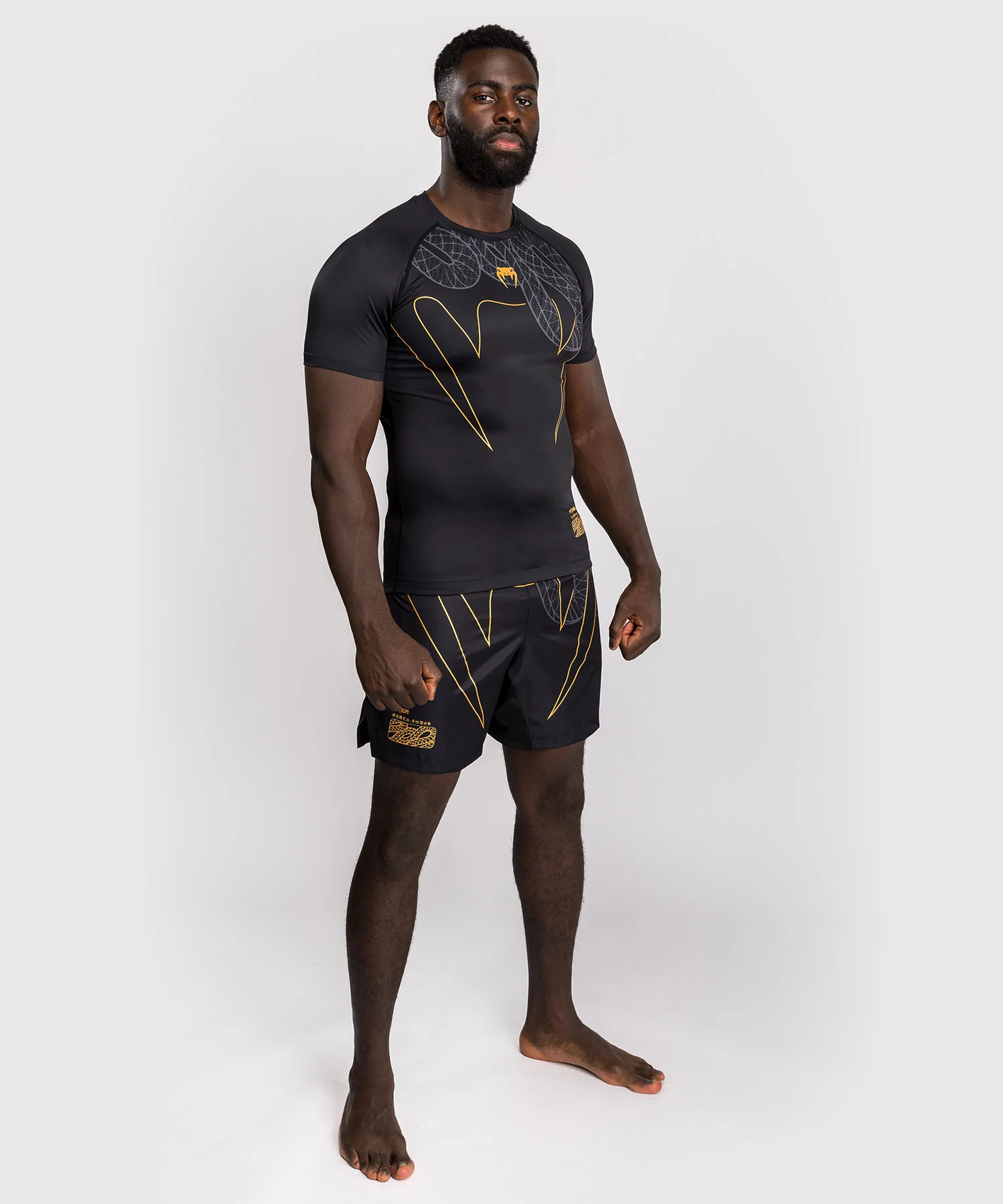 Rashguard Manches Courtes Venum Serpenti – Noir/Argent/Or - Image 4