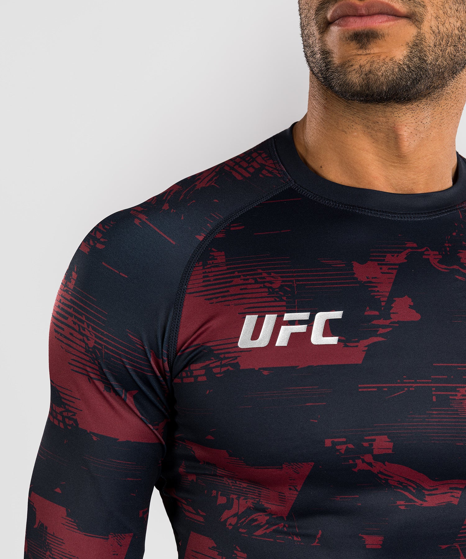Rashguard manches longues Performance Homme UFC Zenith by Venum Authentic Fight Week - Bleu marine/Bordeaux/Argent - Image 4
