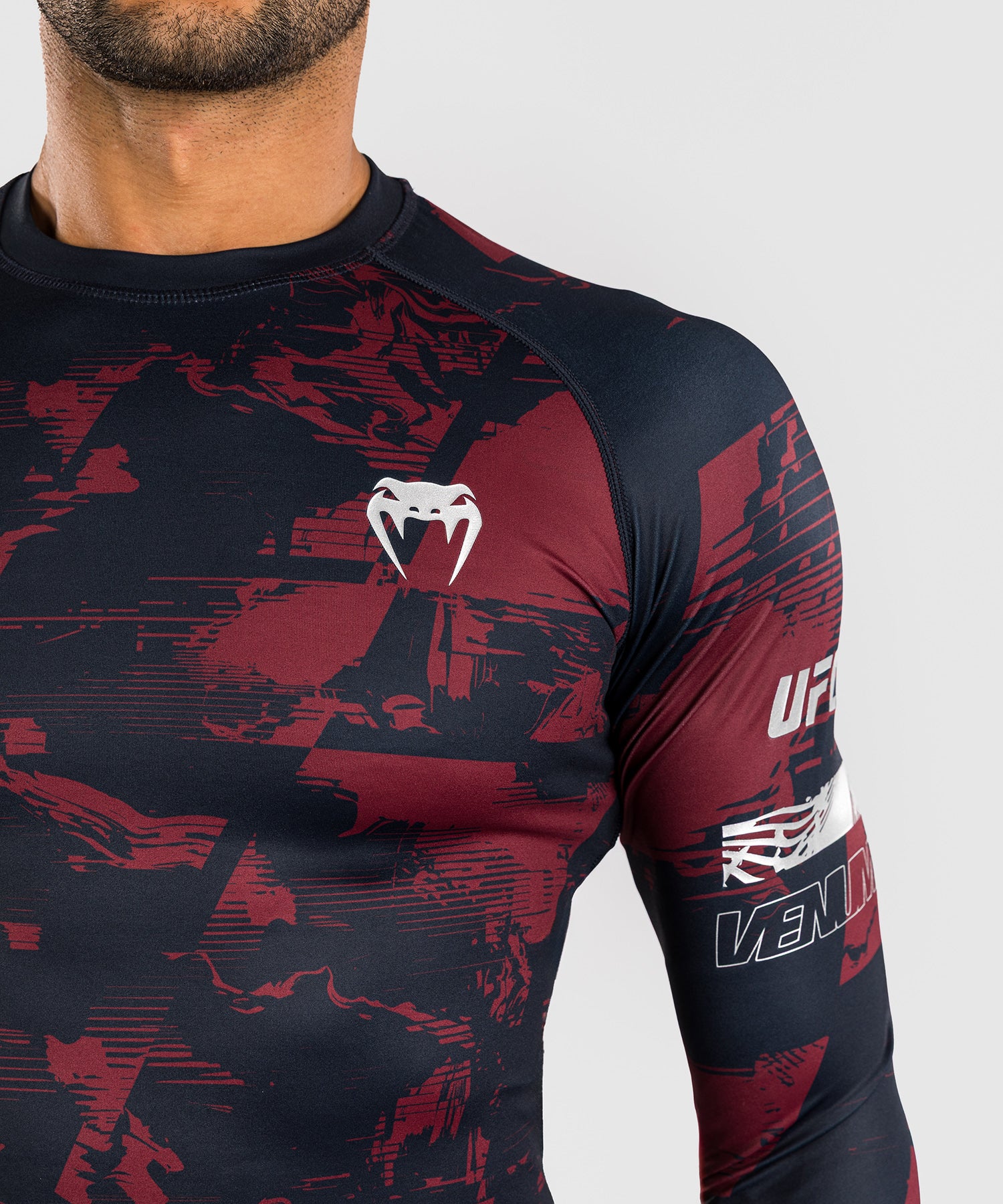 Rashguard manches longues Performance Homme UFC Zenith by Venum Authentic Fight Week - Bleu marine/Bordeaux/Argent - Image 5