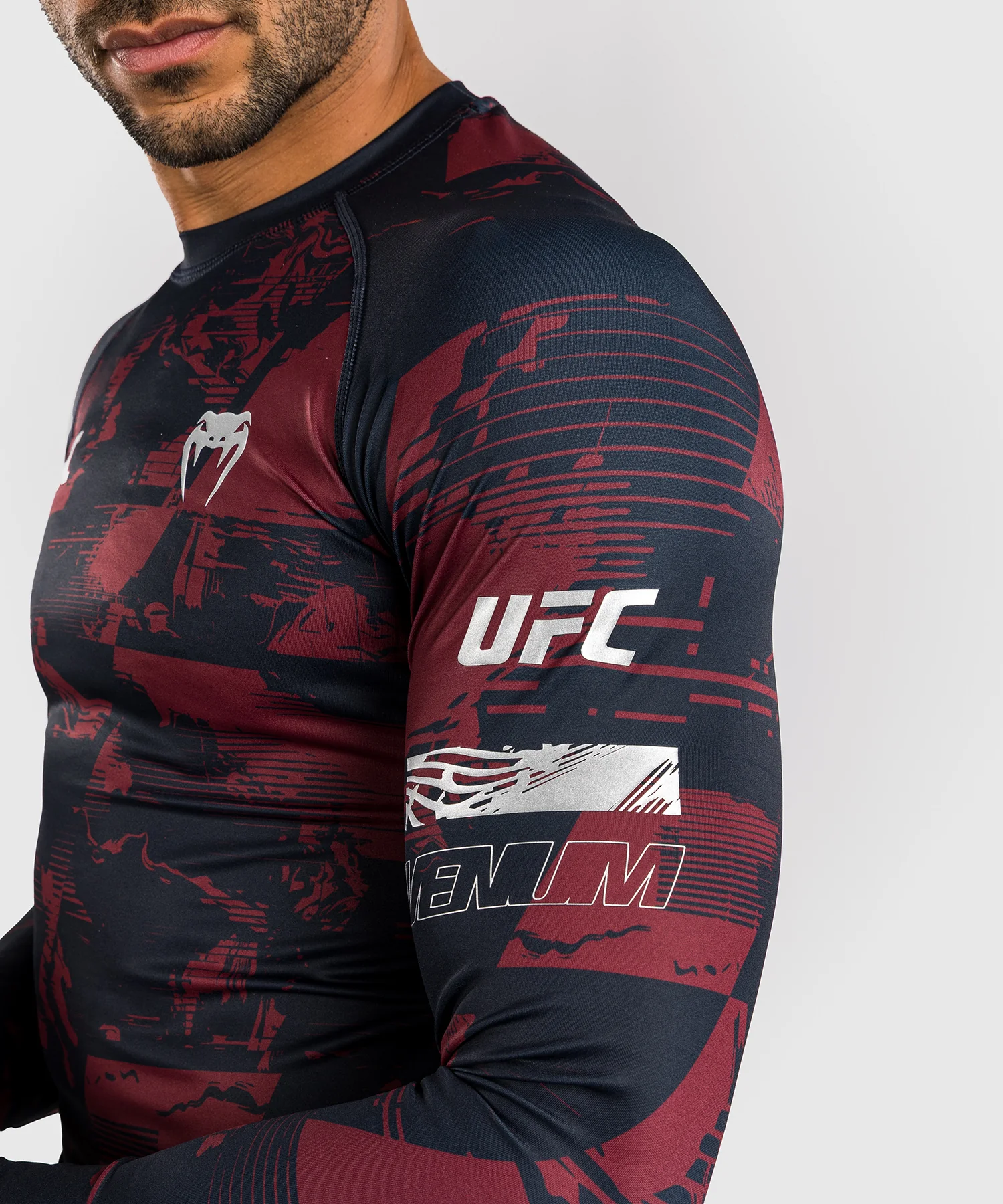 Rashguard manches longues Performance Homme UFC Zenith by Venum Authentic Fight Week - Bleu marine/Bordeaux/Argent - Image 7