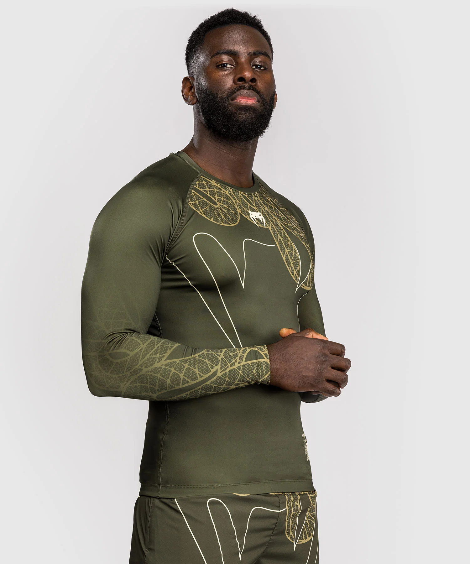 Rashguard Manches Longues Venum Serpenti – Kaki/Bronze/Ivoire - Image 3