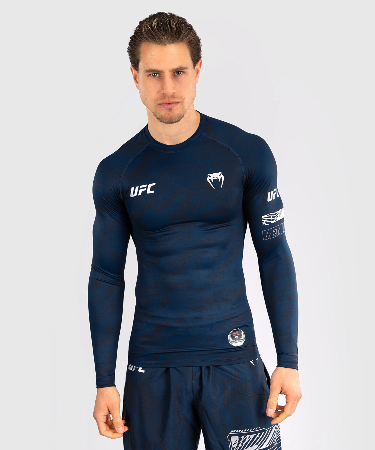 Rashguard Performance à Manches Longues pour Hommes UFC Fusion by Venum Fight Week - Bleu Océanique