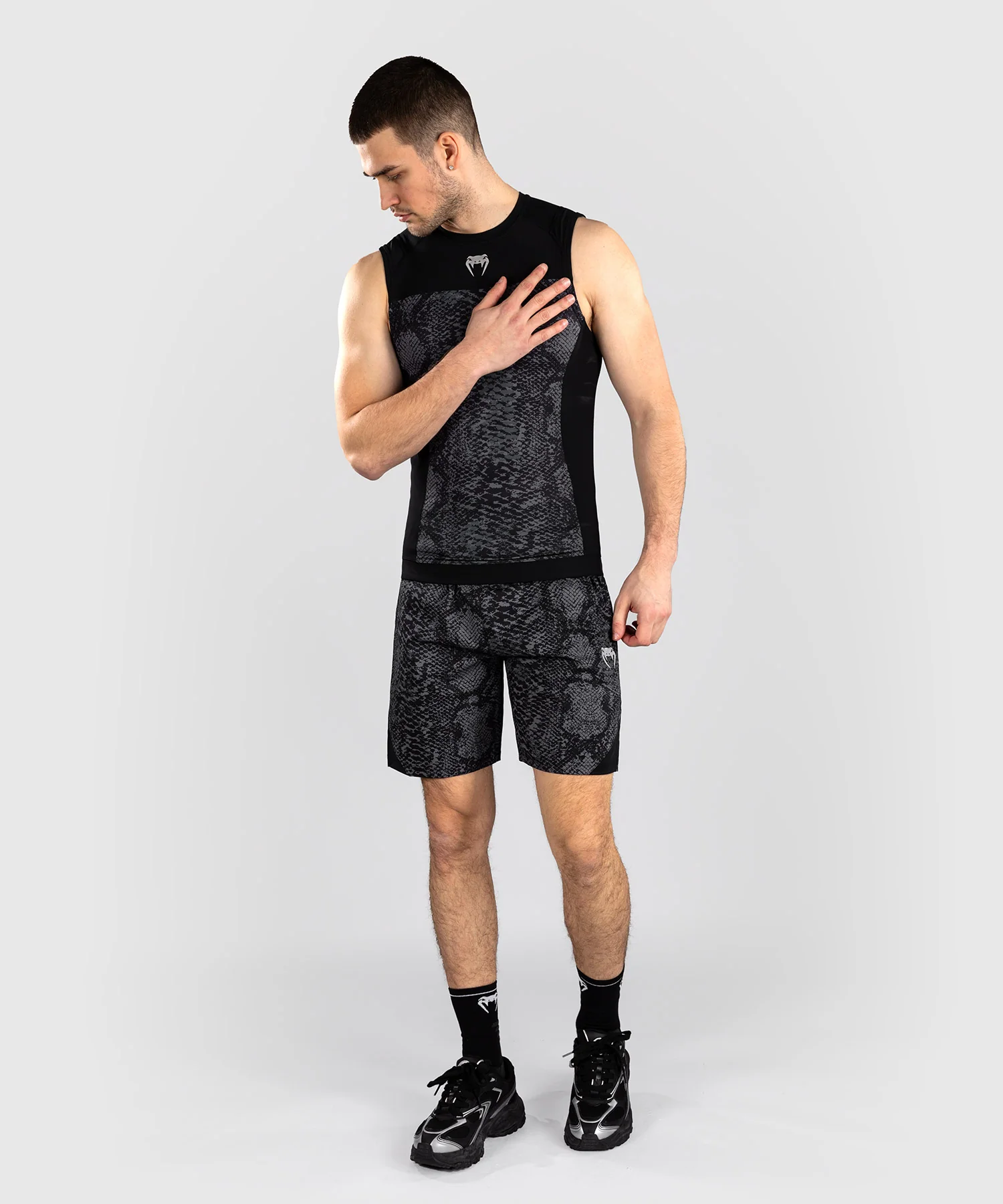 Rashguard Sans Manches Venum G-Fit Scales – Noir/Gris Charbon - Image 5