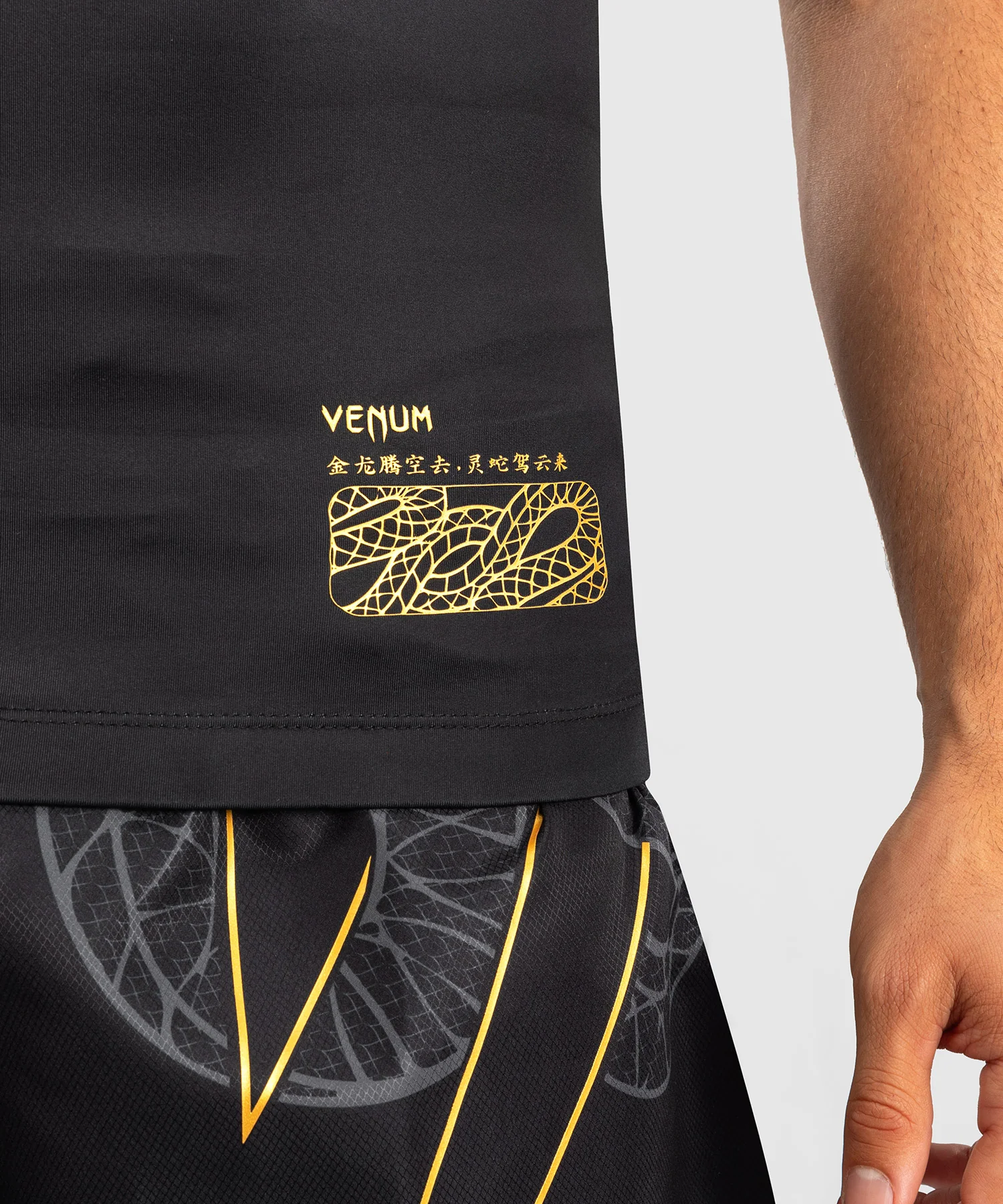 Rashguard Sans Manches Venum Serpenti – Noir/Argent/Or - Image 6