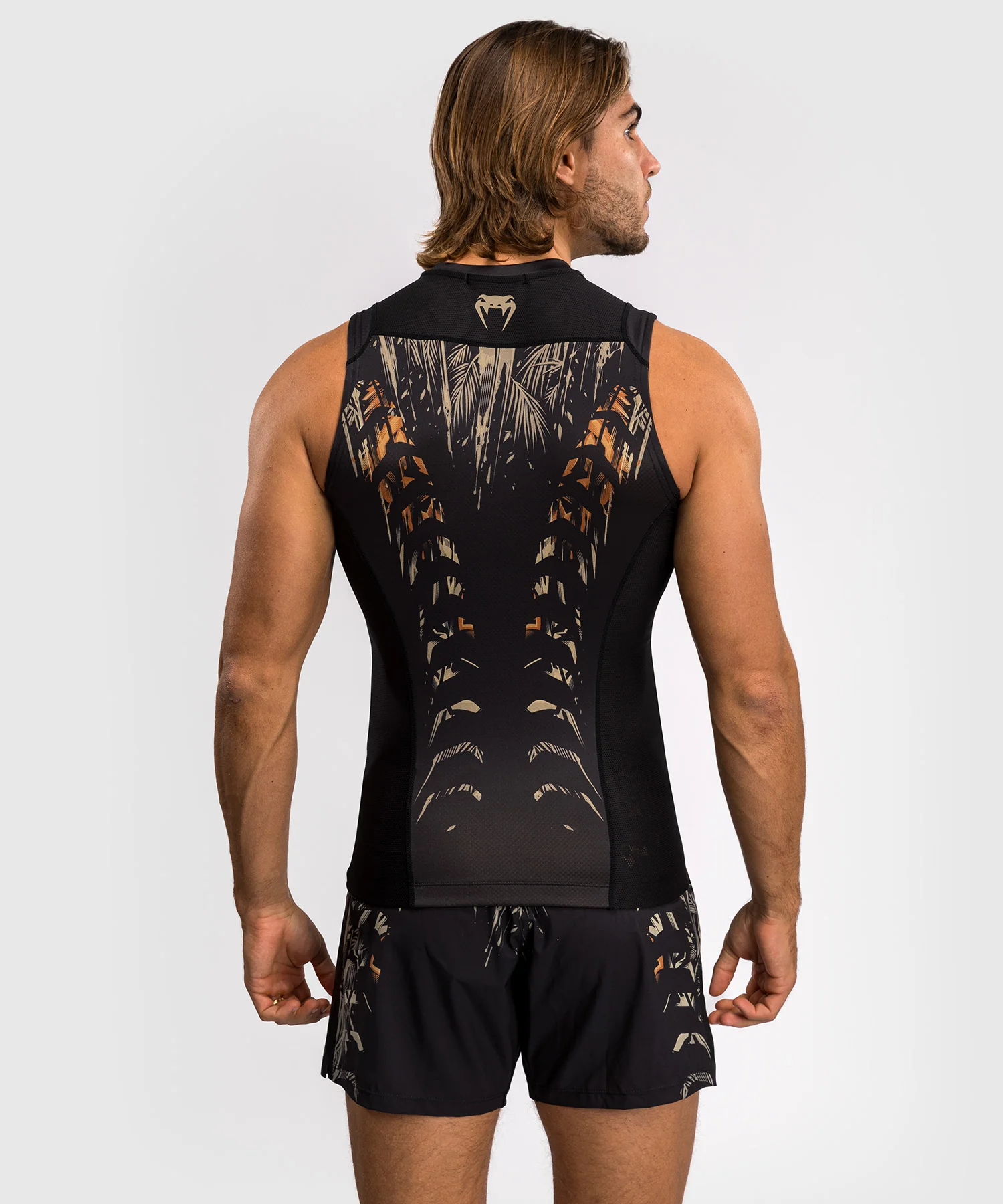 Rashguard sans Manches Venum Tiger pour Hommes - Noir/Orange Néon - Image 3