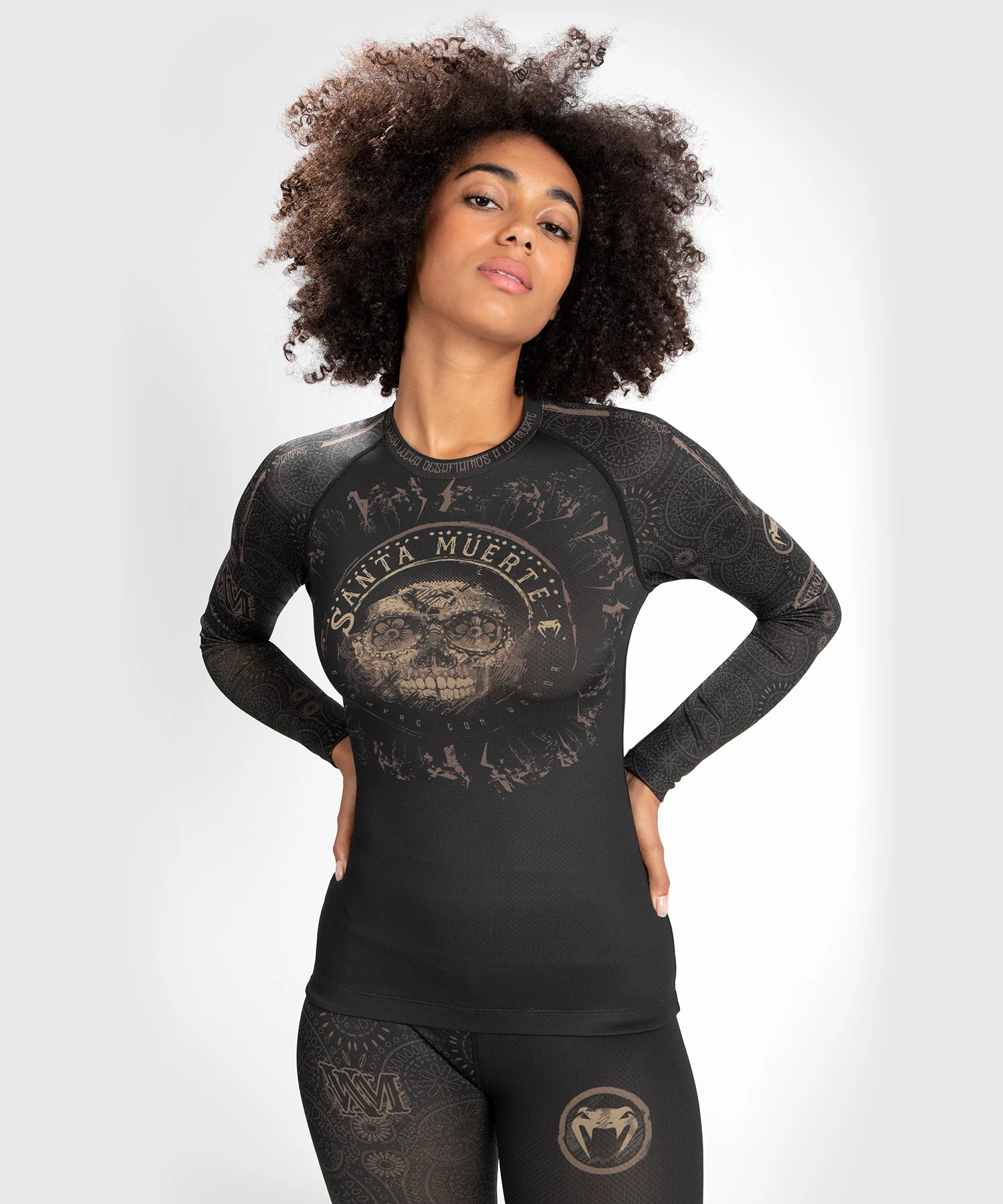 Rashguard Santa Muerte Dark Side Femme Venum - Manches Longues - Noir/Marron