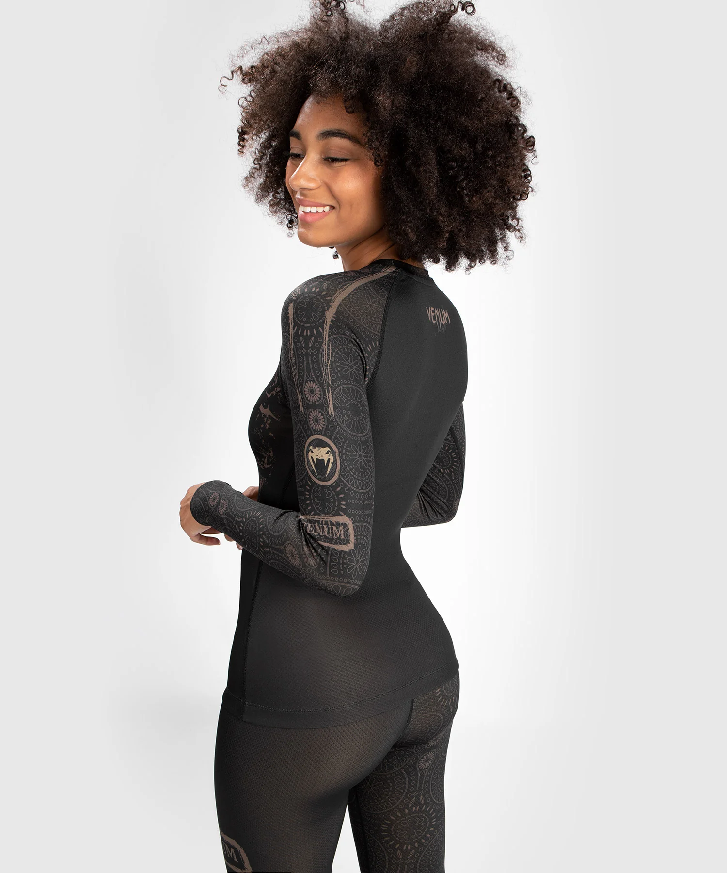 Rashguard Santa Muerte Dark Side Femme Venum - Manches Longues - Noir/Marron - Image 2