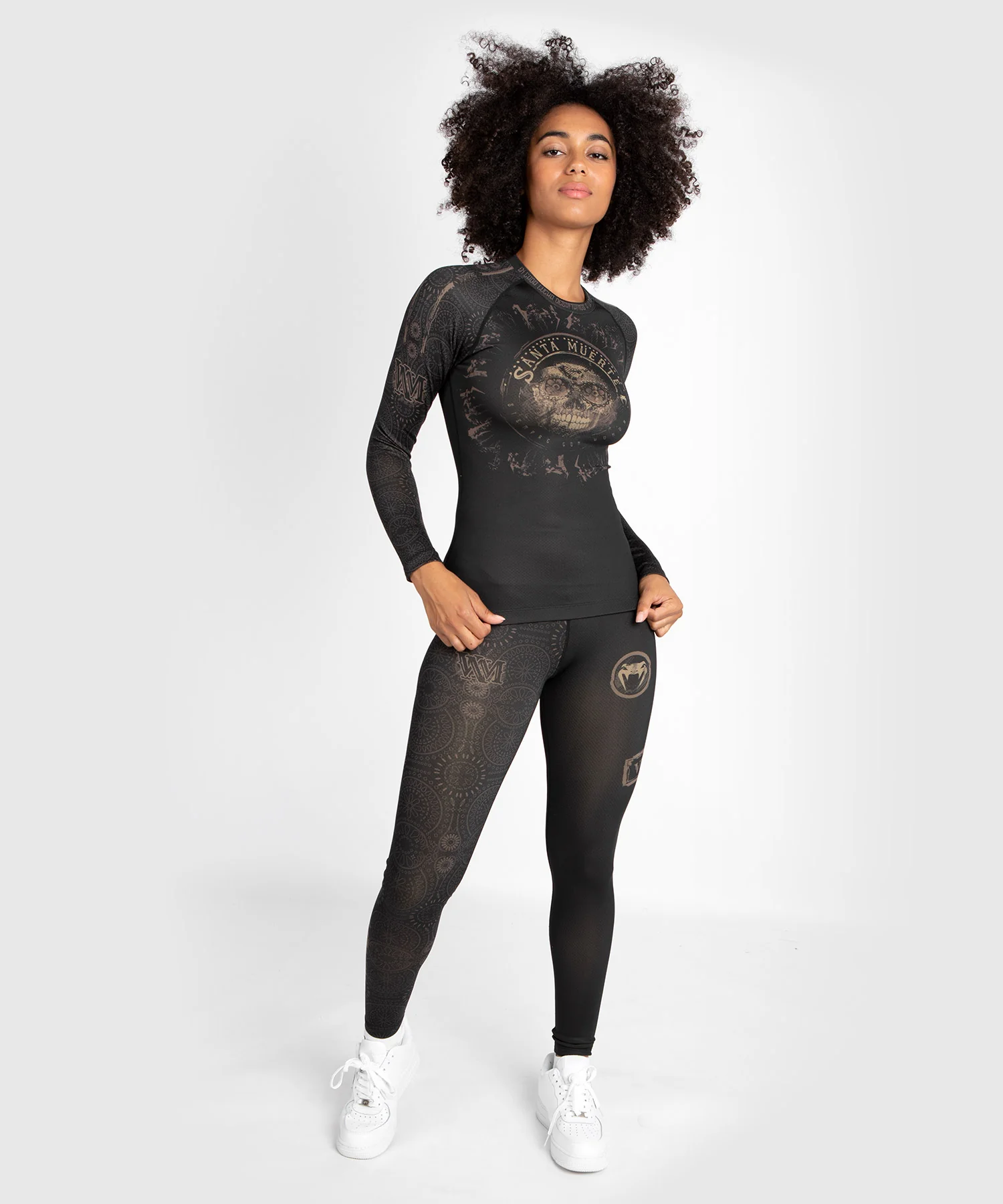 Rashguard Santa Muerte Dark Side Femme Venum - Manches Longues - Noir/Marron - Image 3