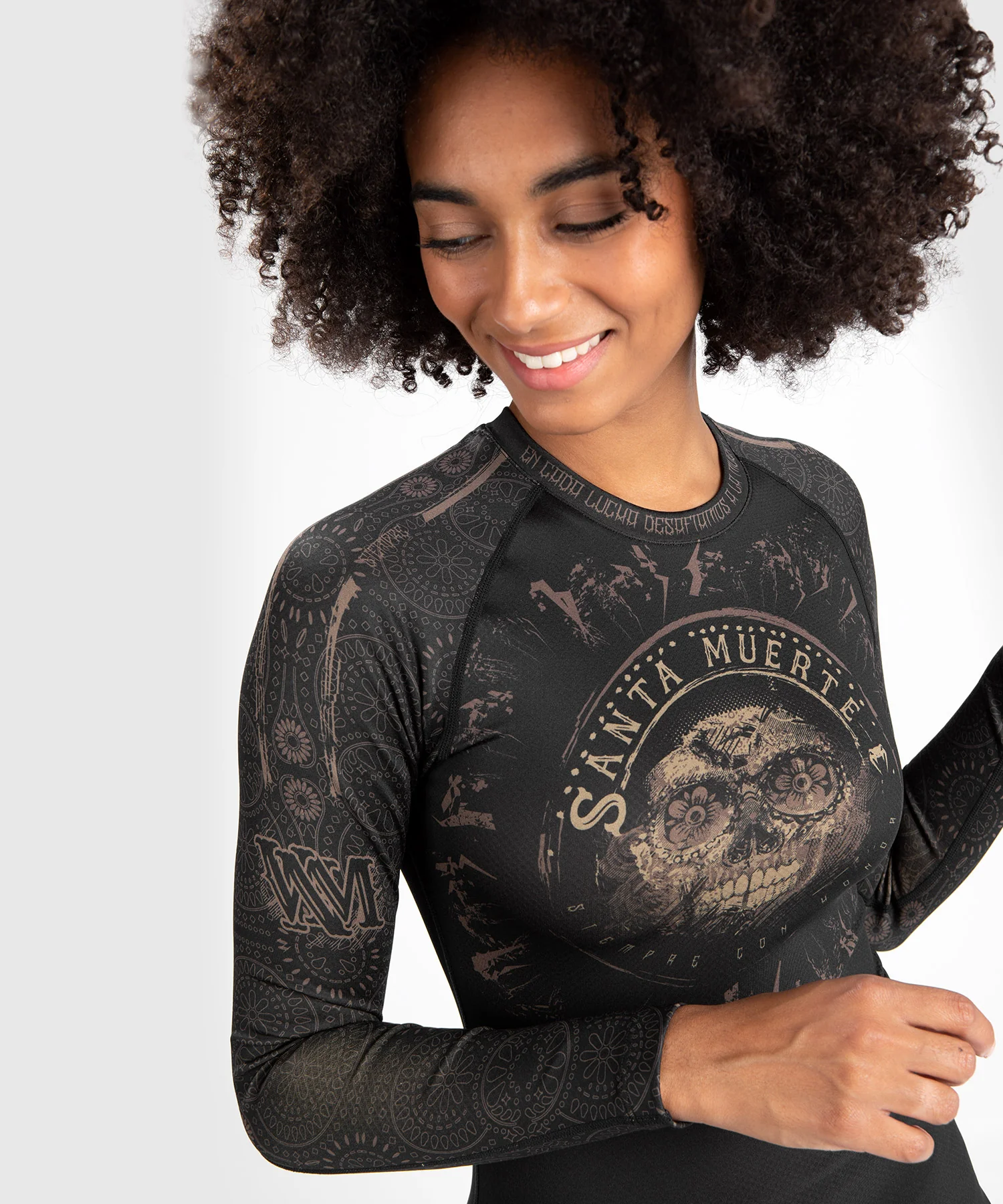 Rashguard Santa Muerte Dark Side Femme Venum - Manches Longues - Noir/Marron - Image 4