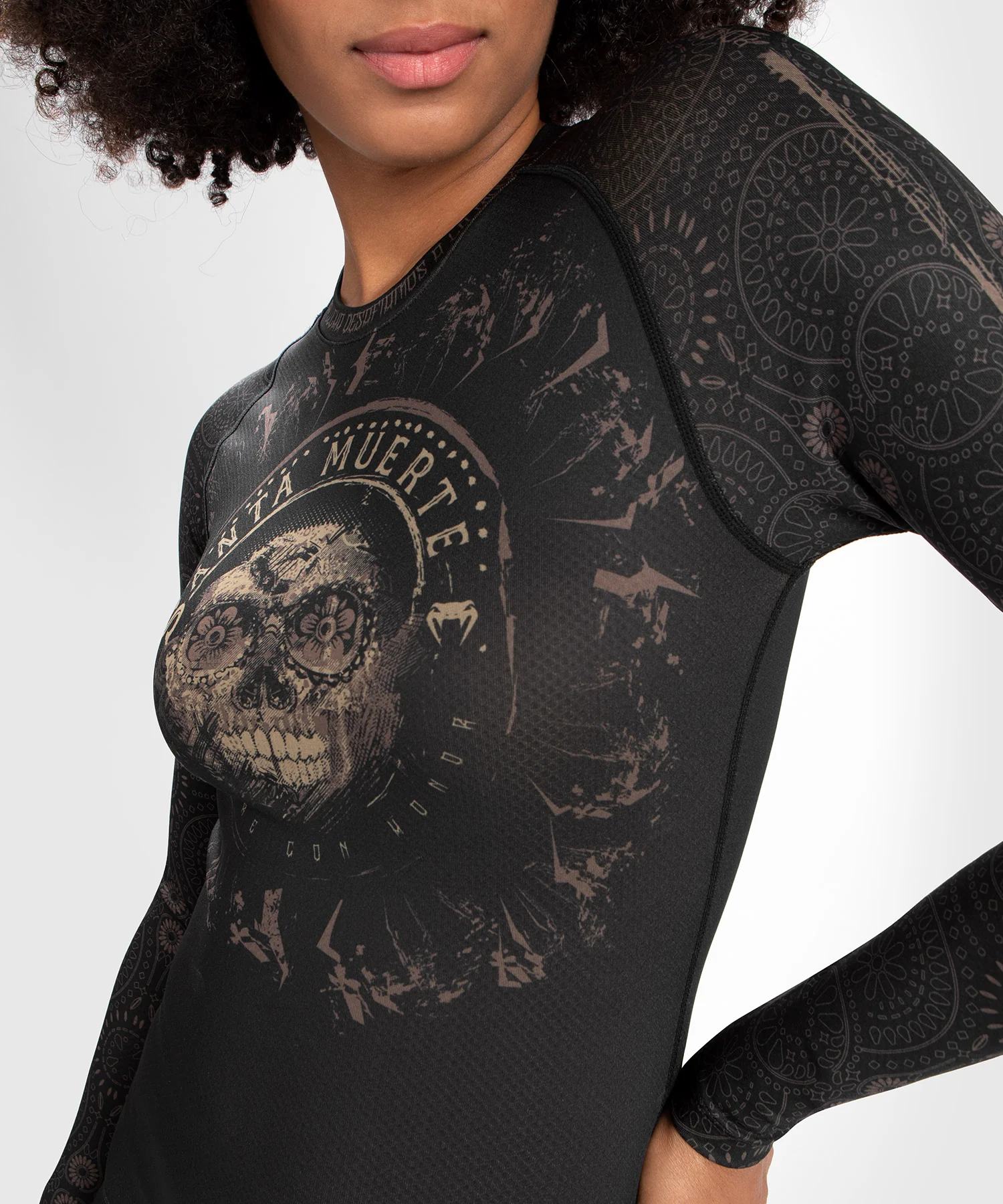 Rashguard Santa Muerte Dark Side Femme Venum - Manches Longues - Noir/Marron - Image 7