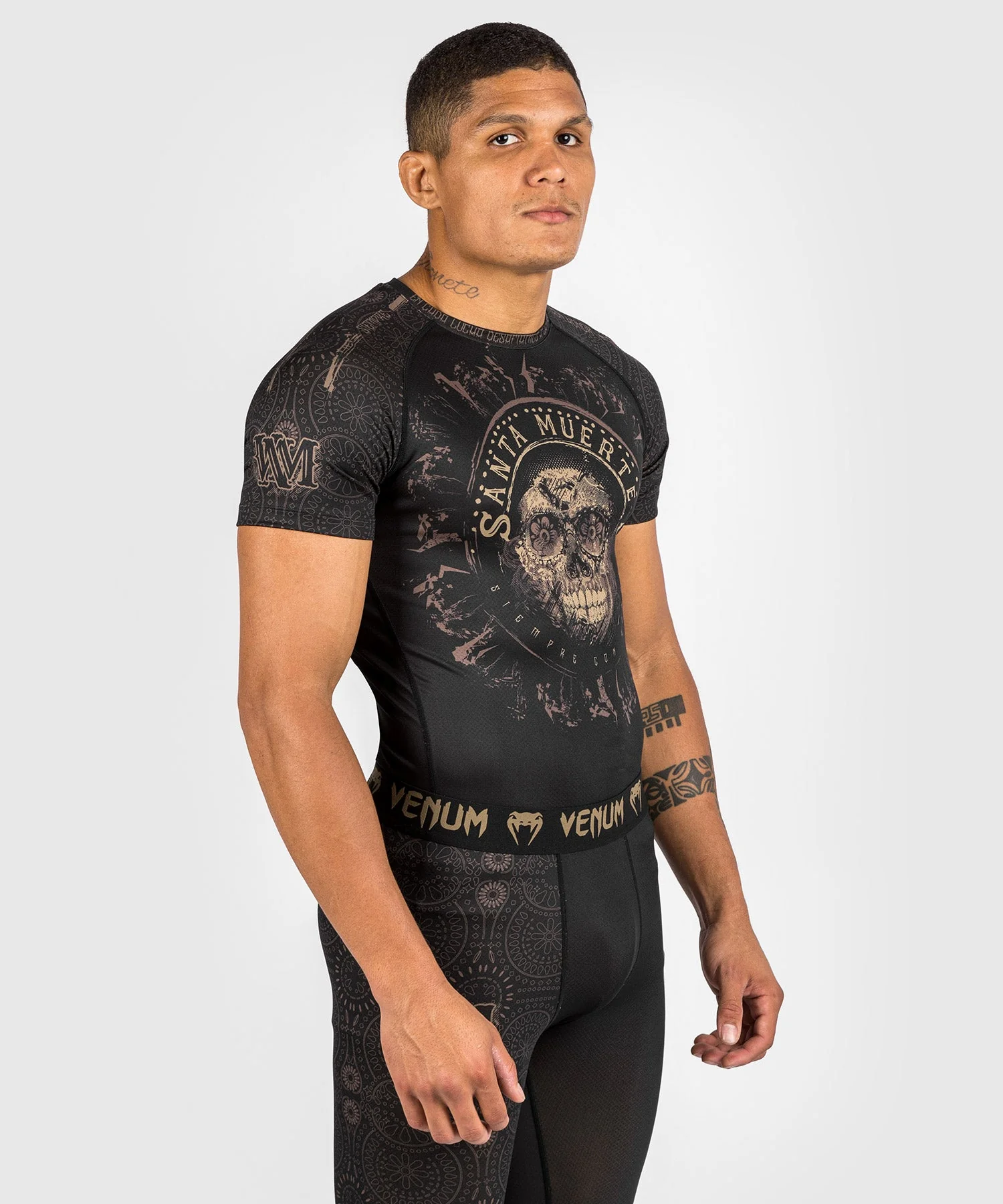 Rashguard Santa Muerte Dark Side Venum - manches courtes - Noir/Marron - Image 2
