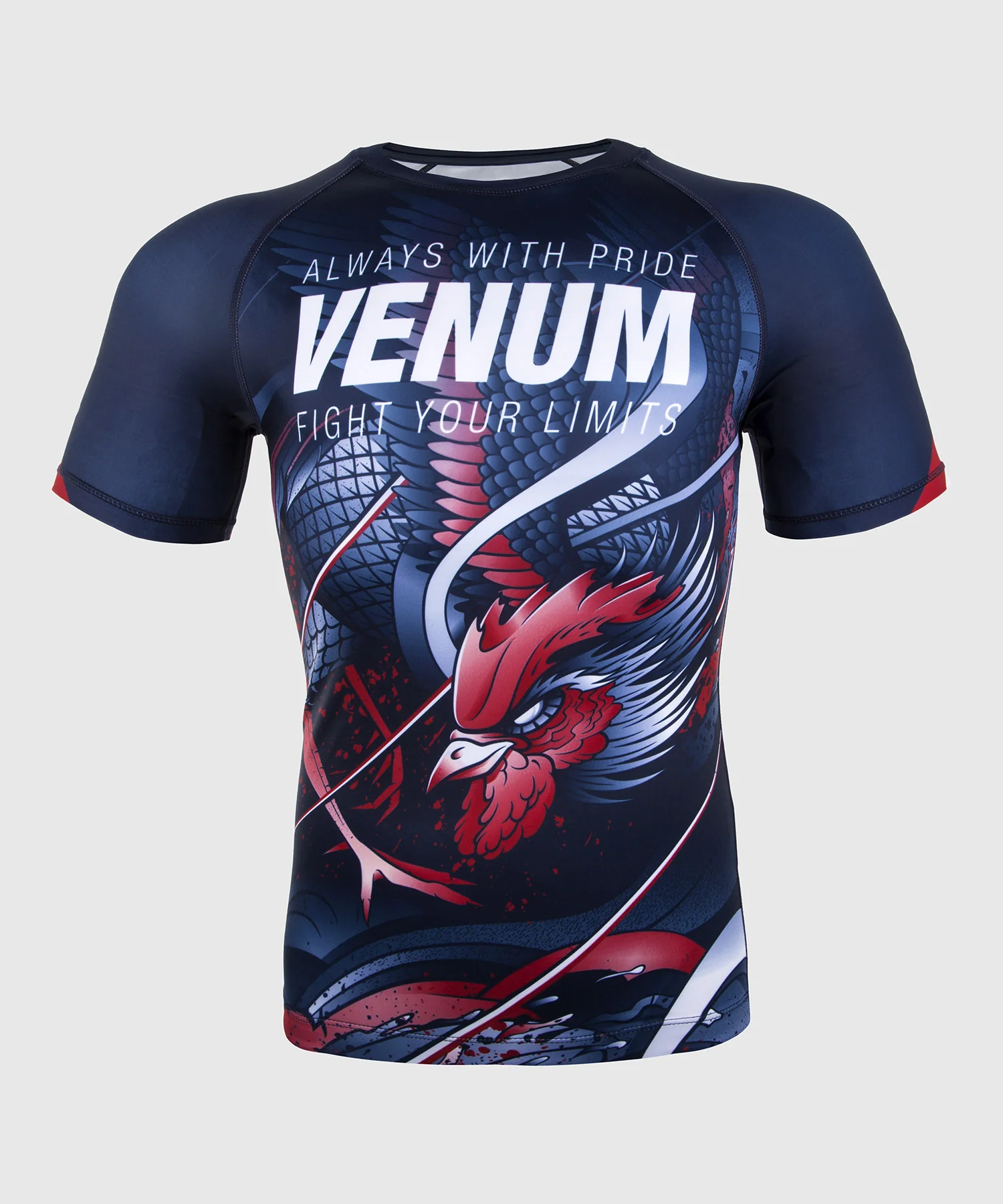 Rashguard Venum Rooster - Manches Courtes - Bleu Marine/Orange