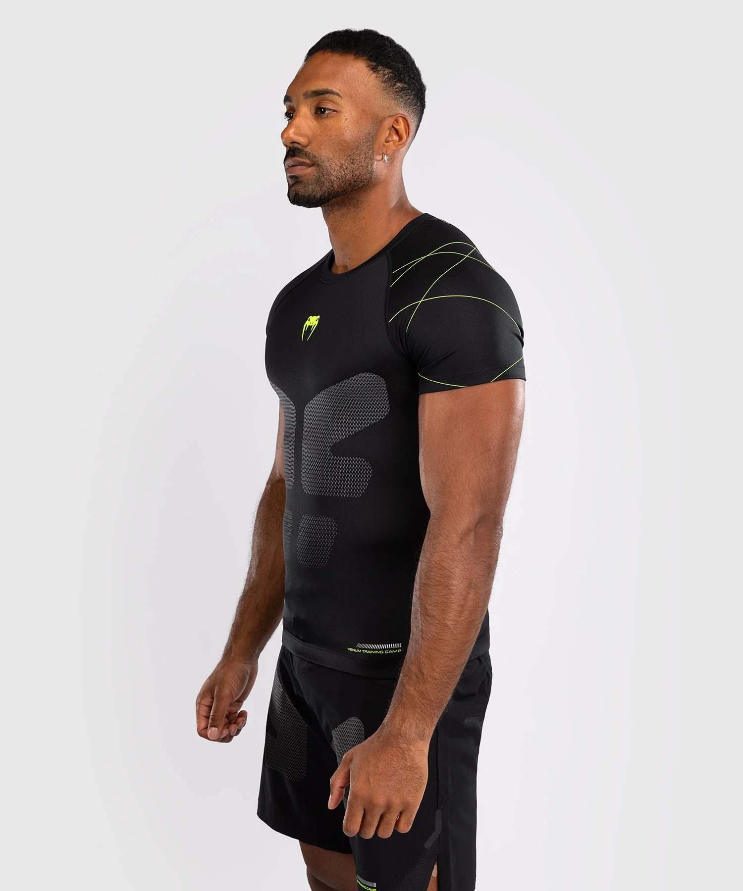 Rashguard Manches Courtes Venum Training Camp 4.0 - Noir/Vert fluo - Image 3