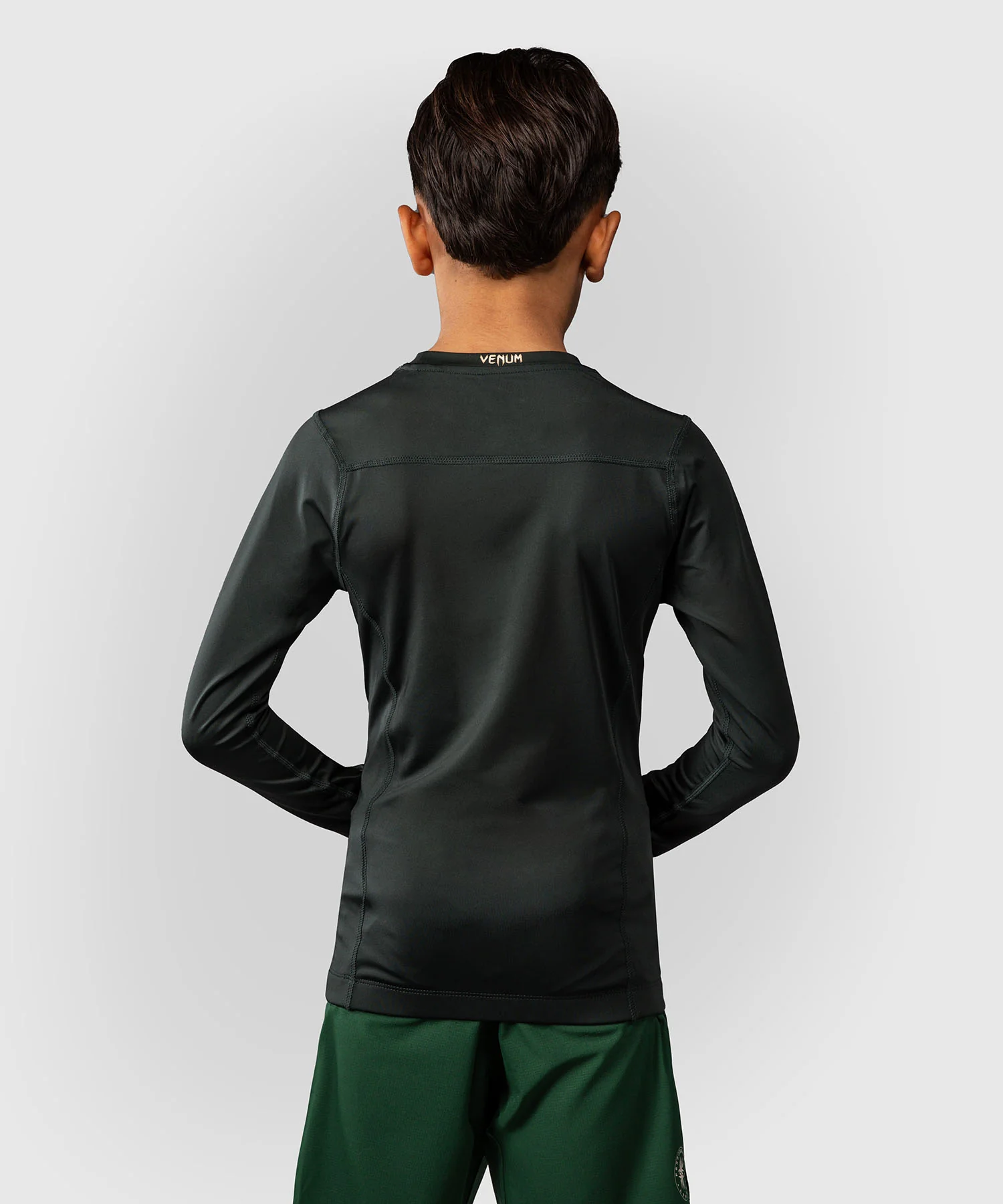 Rashguard Manches Longues Enfant Venum Attack - Vert Forêt/ Blanc Cassé - Image 3