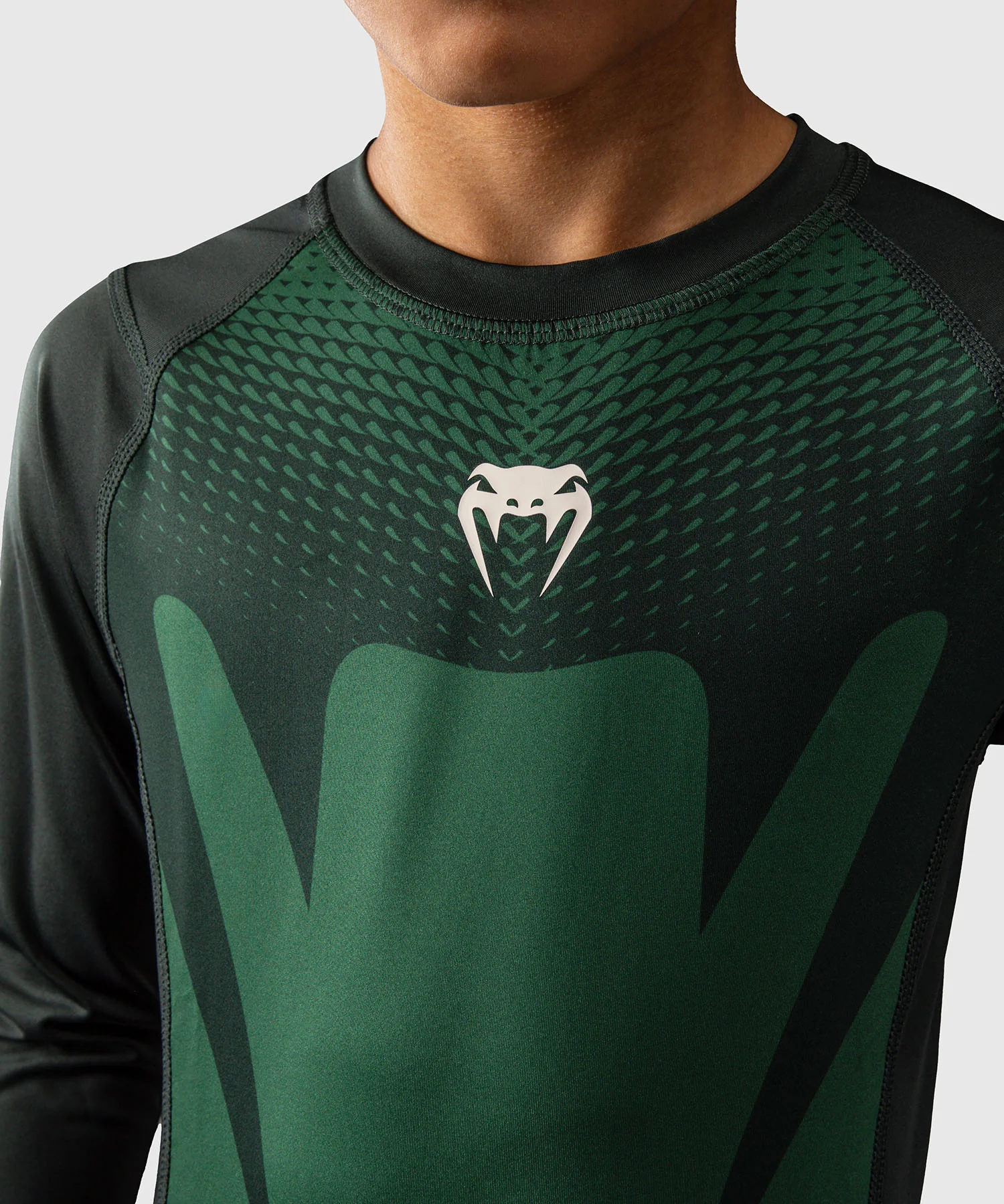 Rashguard Manches Longues Enfant Venum Attack - Vert Forêt/ Blanc Cassé - Image 4
