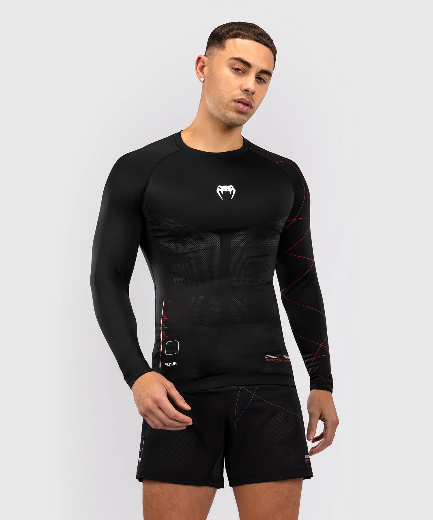 Rashguard Manches Longues Venum Tactical XT- Noir/Rouge Feu