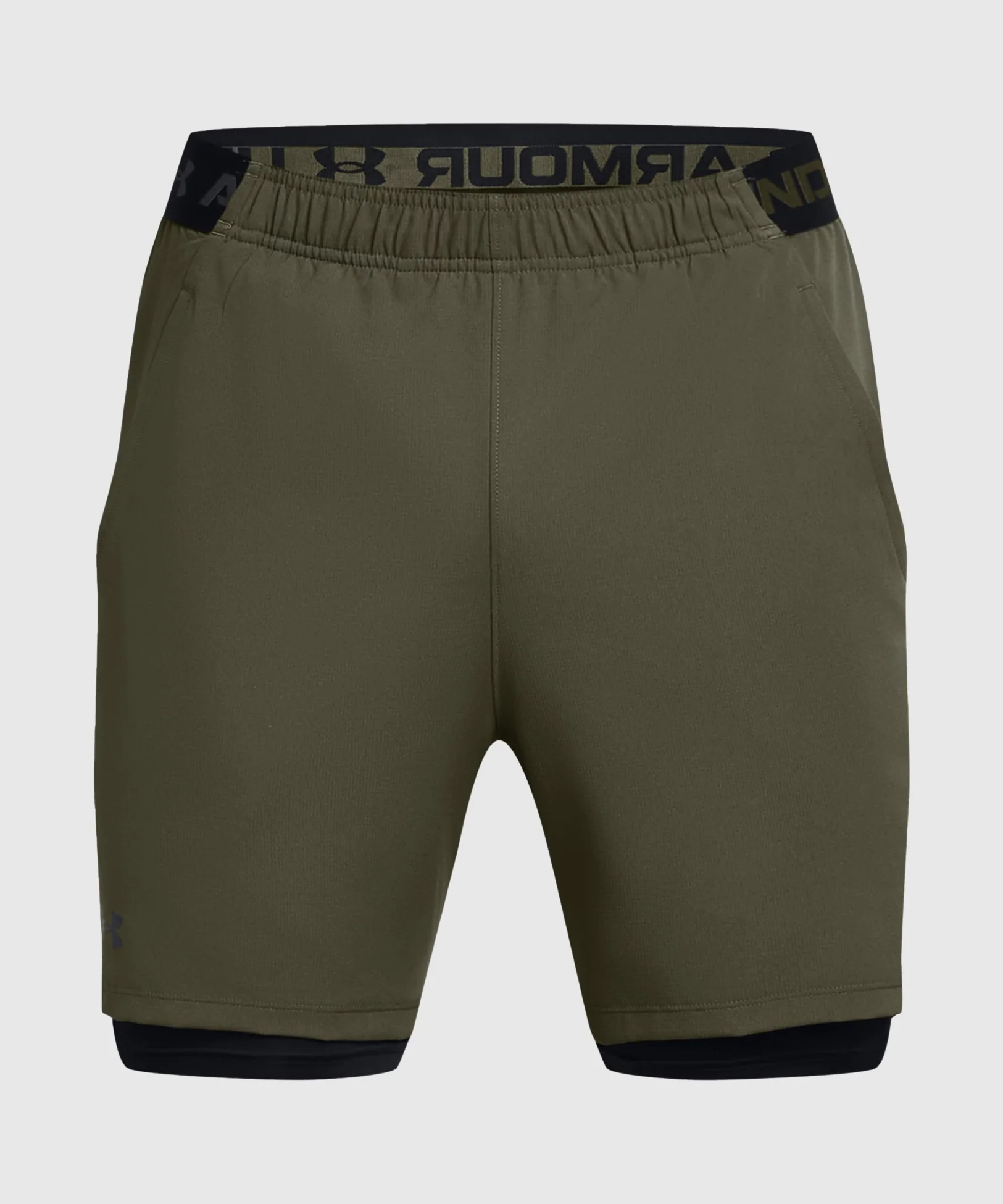 Short 2 En 1 Under Armour Ua Vanish Woven - Kaki/Noir - Image 4