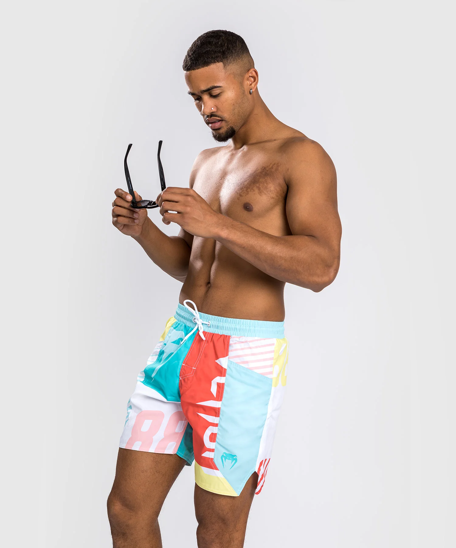 Short de bain Venum Summer 88 - Bleu Clair/Rouge Flamme - Image 3