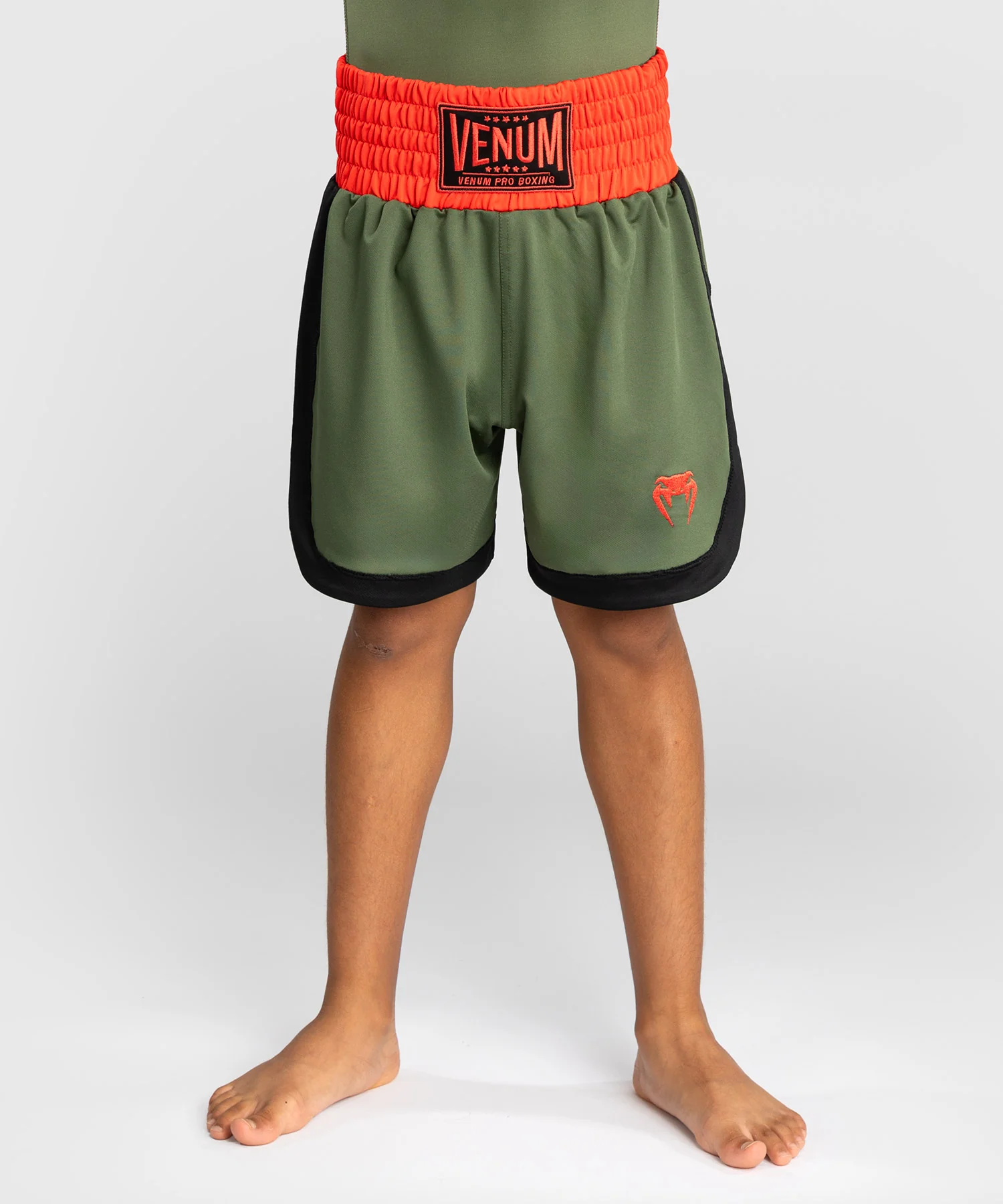 Short de Boxe pour Enfants Venum Classic - Vert militaire/Orange