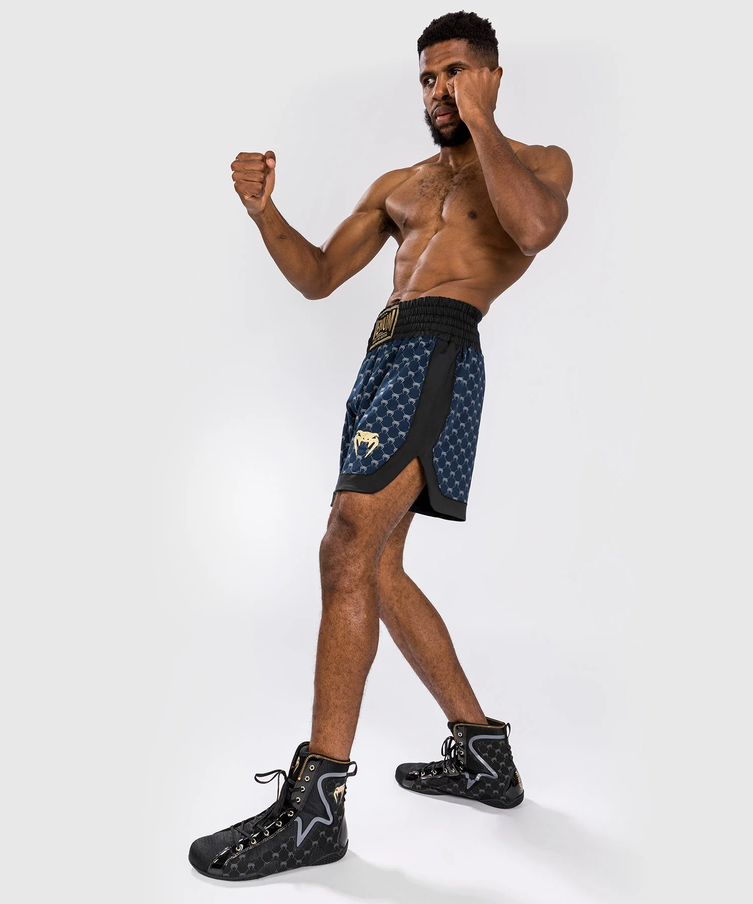 Short de Boxe Venum Monogram - Noir/Bleu Marine - Image 4