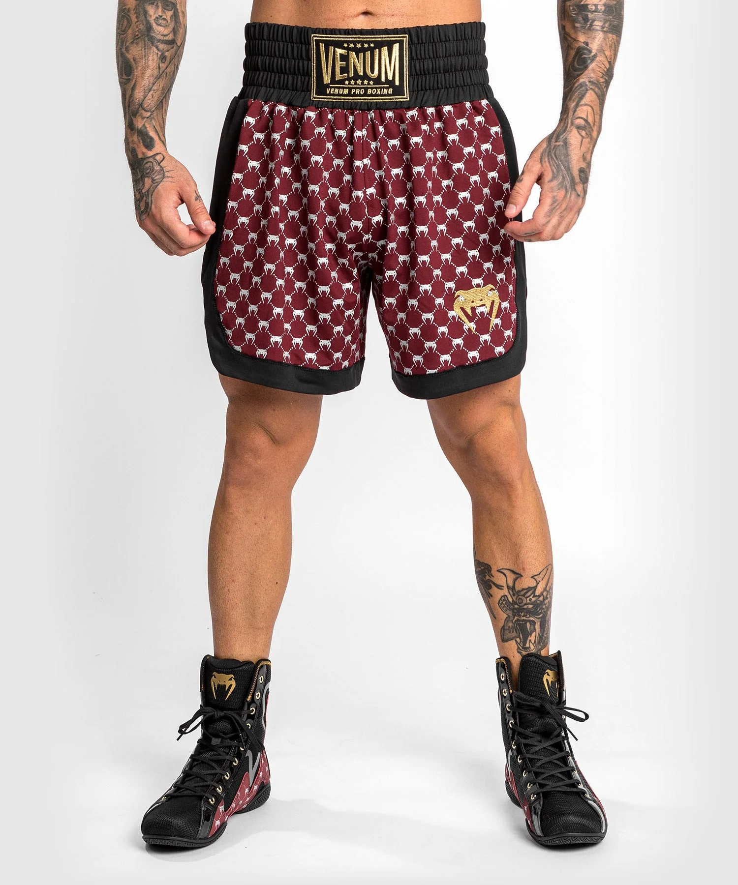 Short de Boxe Venum Monogram - Noir/Bordeaux - Image 2
