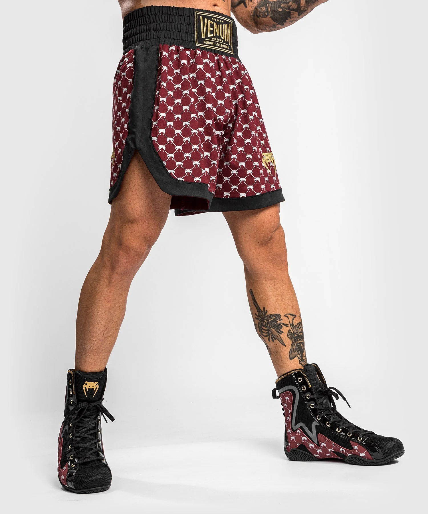 Short de Boxe Venum Monogram - Noir/Bordeaux - Image 3