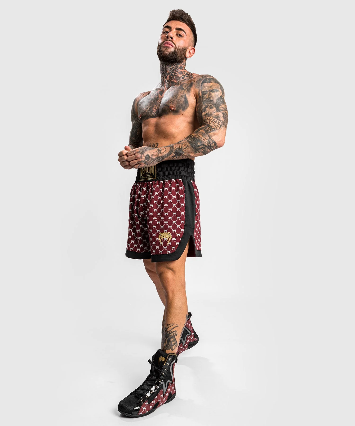 Short de Boxe Venum Monogram - Noir/Bordeaux - Image 5