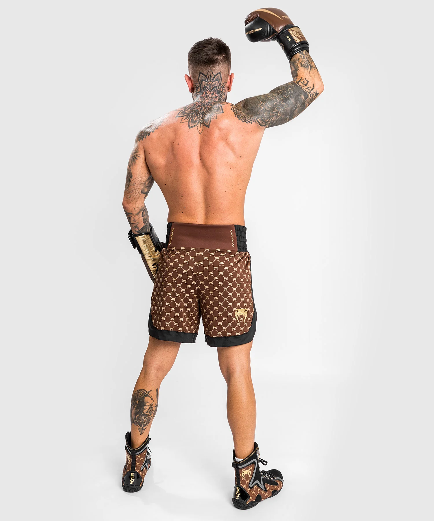 Short de Boxe Venum Monogram - Noir/Marron - Image 5