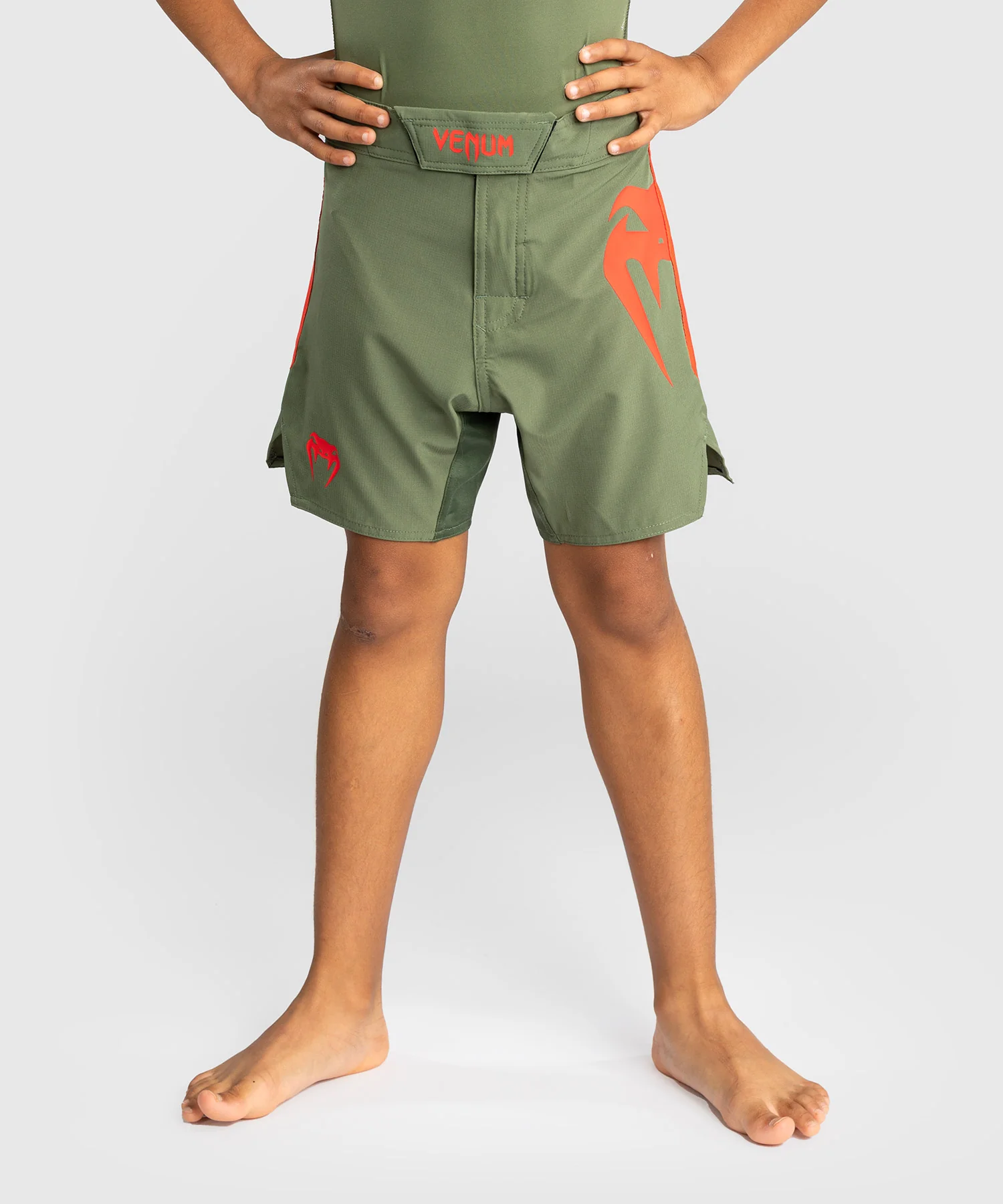 Short de Combat pour Enfants Venum Light - Vert militaire/Orange