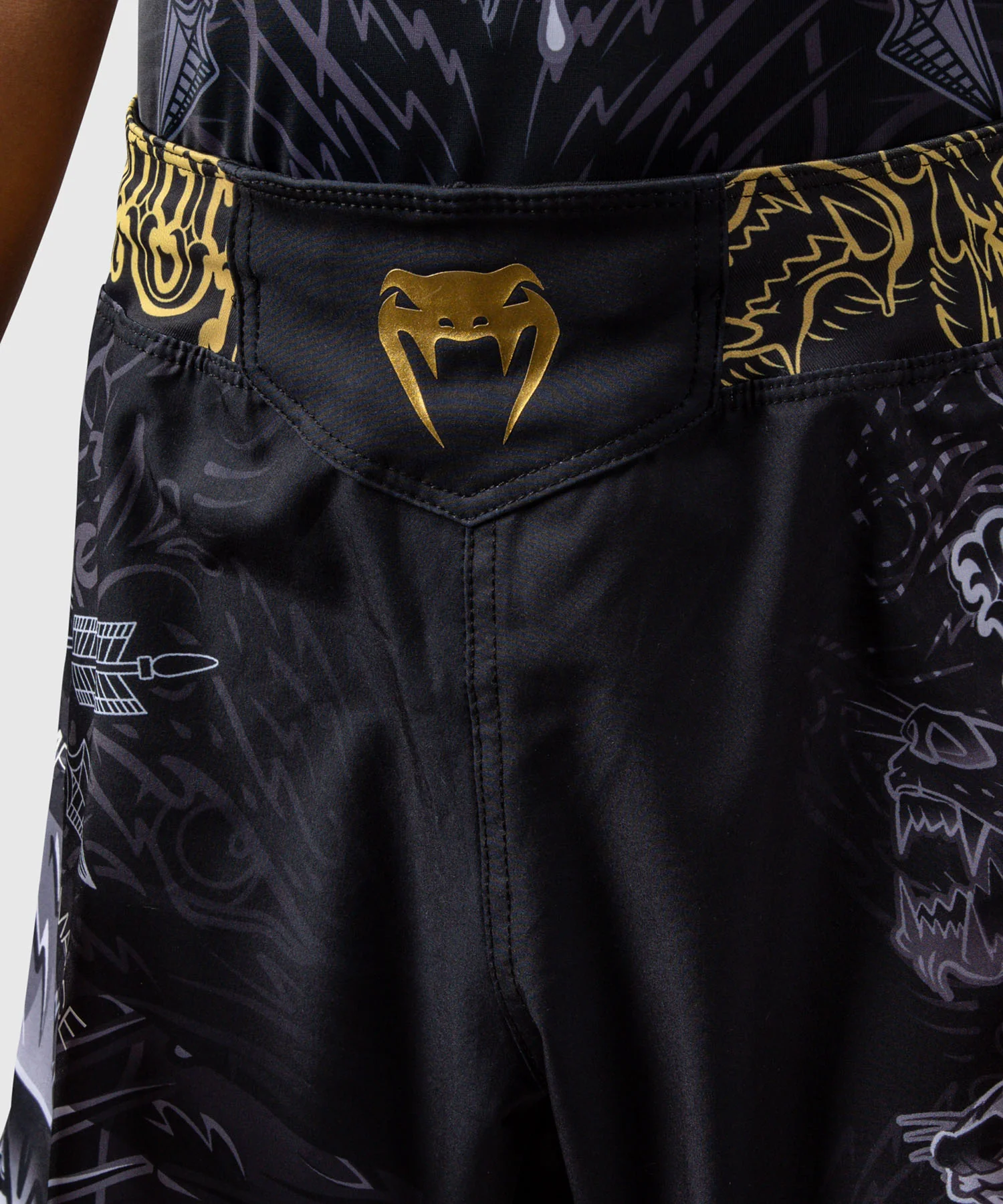 Short de Combat Pour Enfants Venum Wolf Atak – Noir/Gris - Image 4