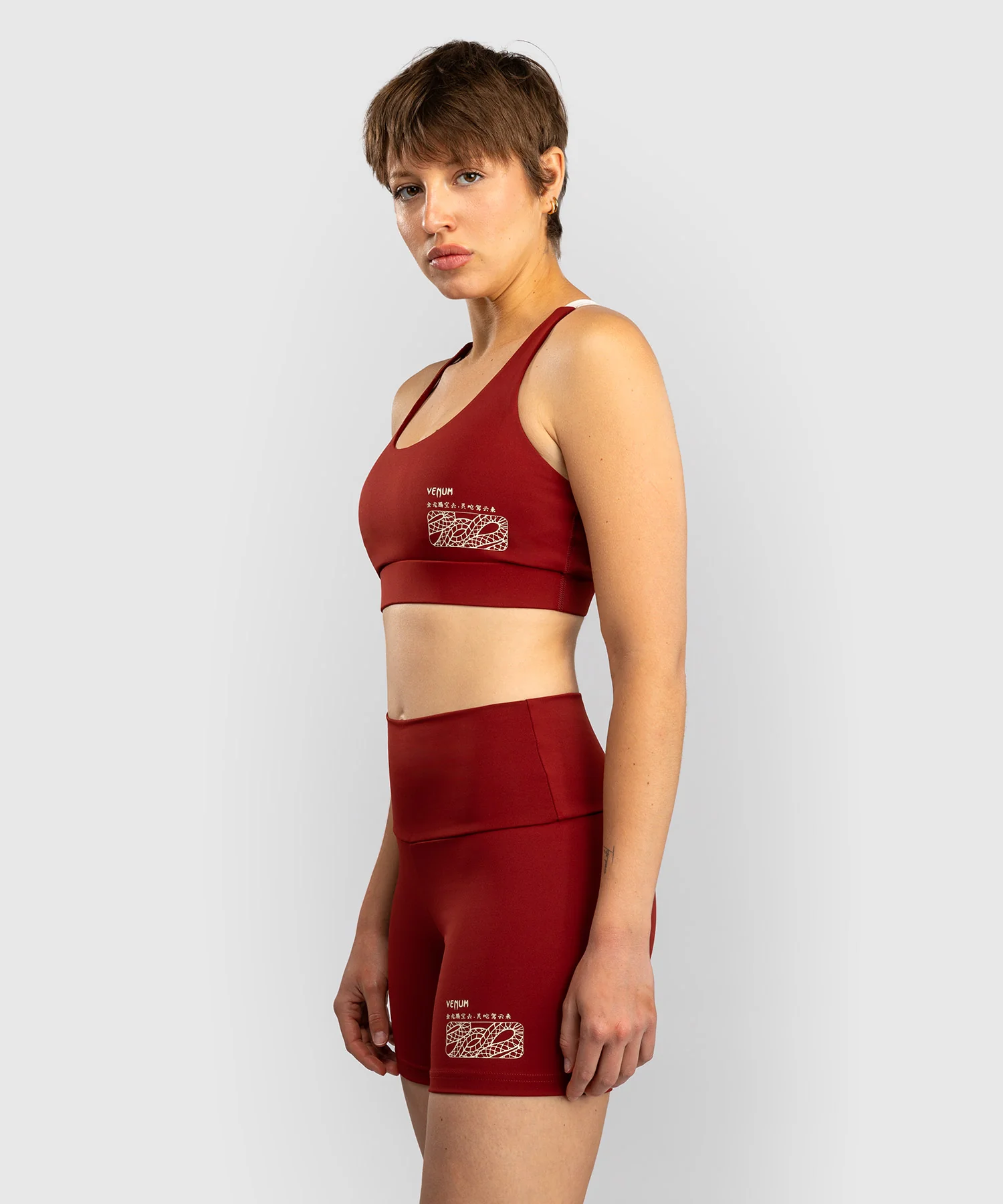 Short de Compression pour Femmes Venum Serpenti – Bordeaux/Ivoire - Image 3