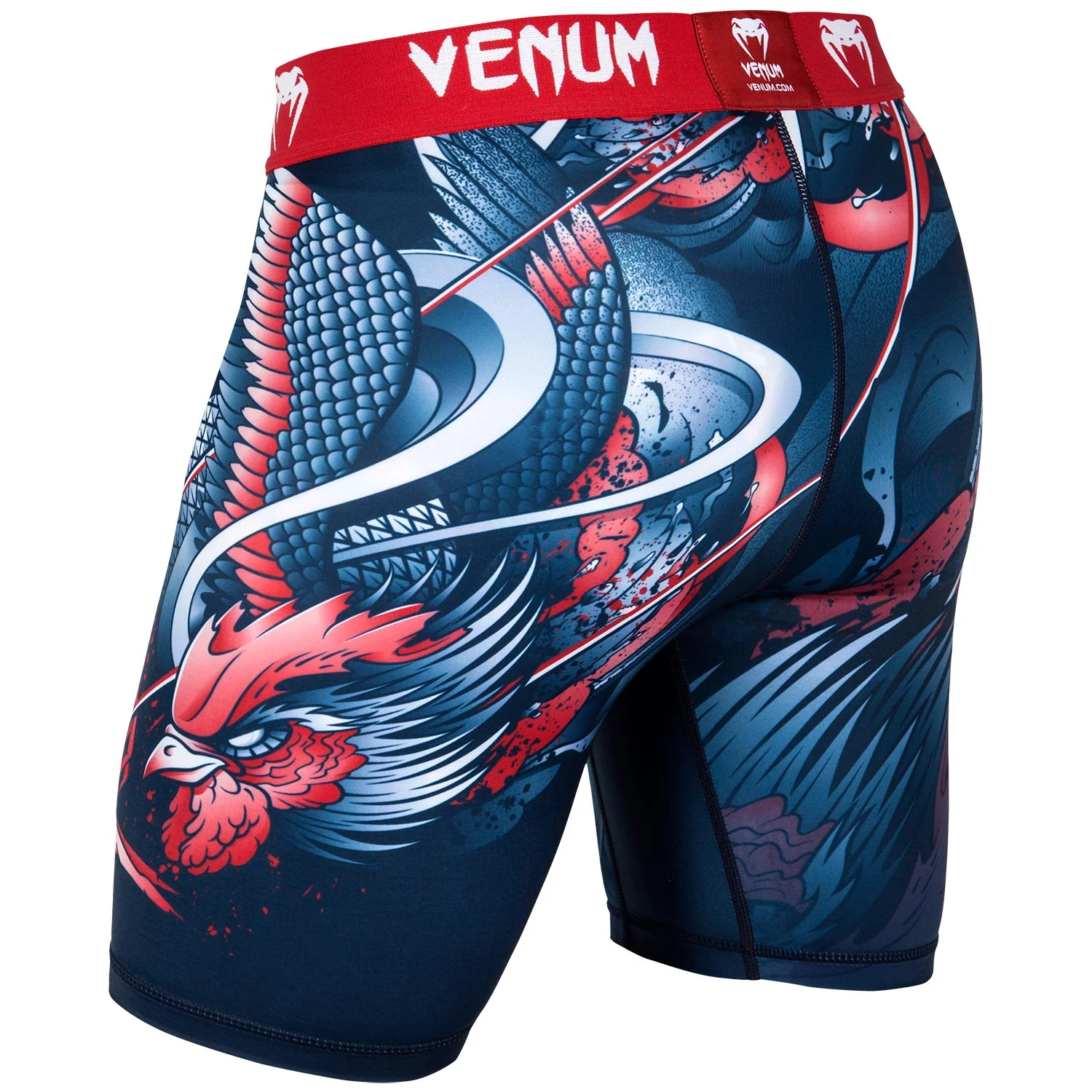 Short de compression Venum Rooster - Bleu Marine/Orange - Image 4