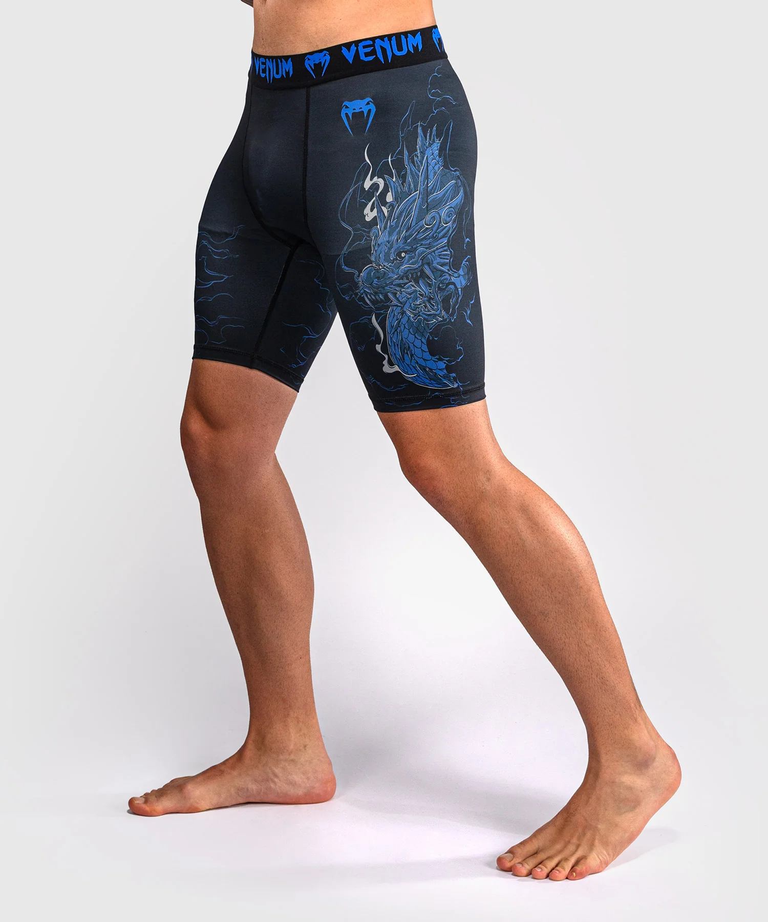 Short de Compression Venum Thunder Dragon – Noir/Bleu Royal - Image 2