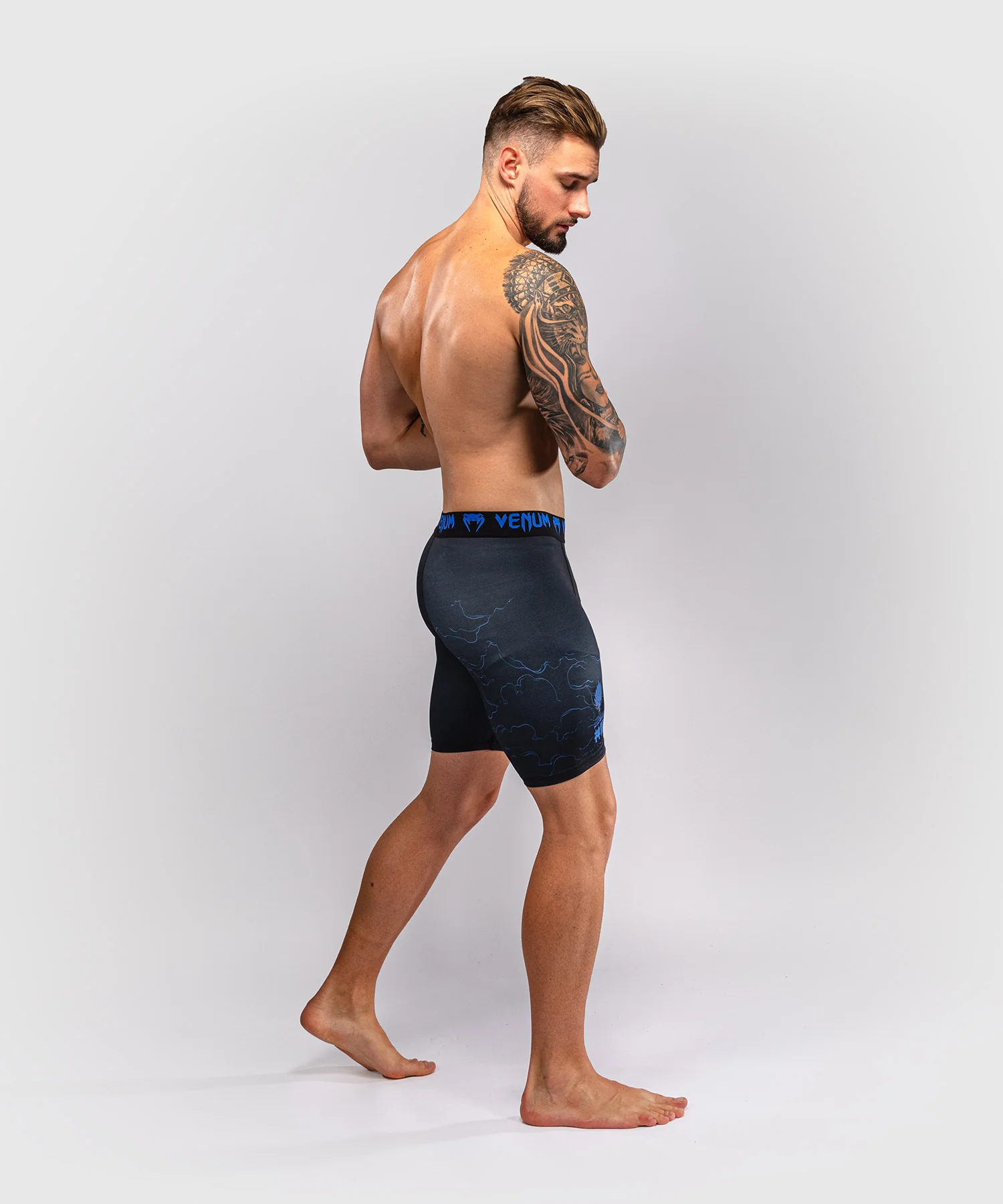 Short de Compression Venum Thunder Dragon – Noir/Bleu Royal - Image 4