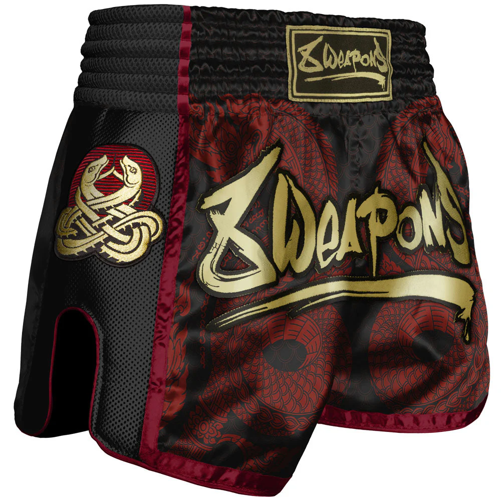 Short de Muay Thai 8 Weapons Super Mesh Naga Black - Rouge
