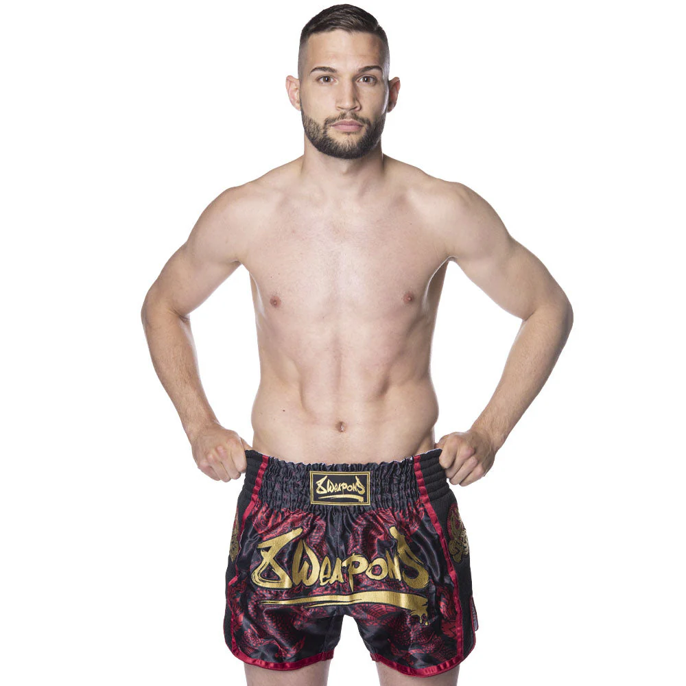 Short de Muay Thai 8 Weapons Super Mesh Naga Black - Rouge - Image 3