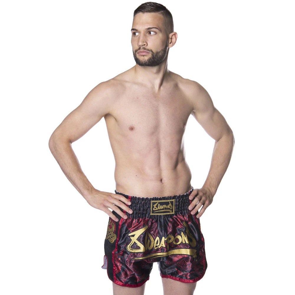 Short de Muay Thai 8 Weapons Super Mesh Naga Black - Rouge - Image 5