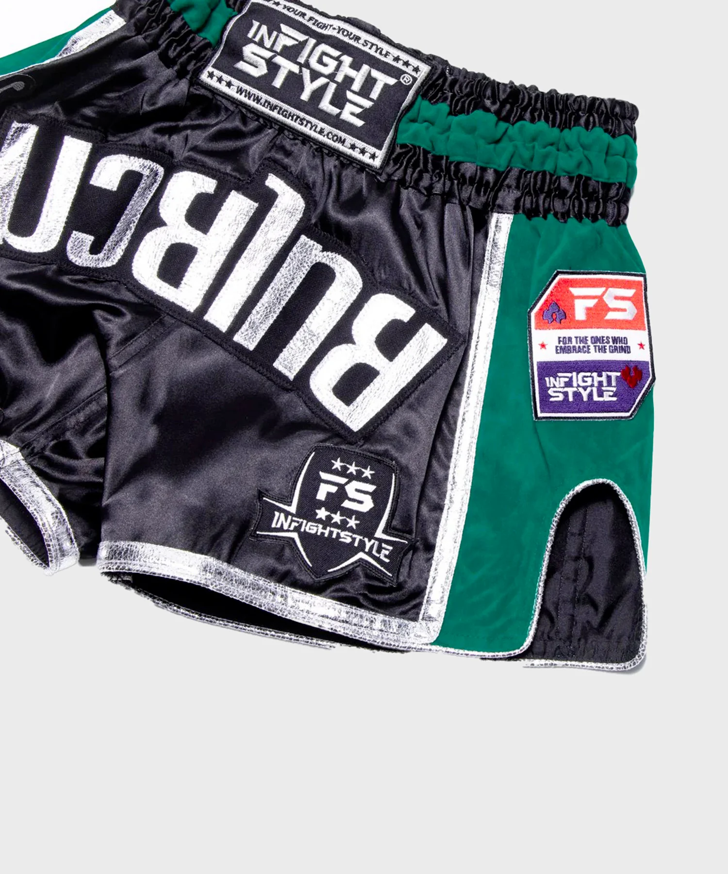 Short de Muay Thai Infightstyle Fs Rt20 Retro - Noir/Vert - Image 2