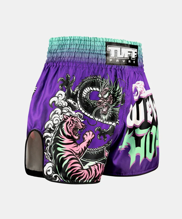Short De Muay Thai Tuff Payak Shadow & Flame - Violet - Image 4