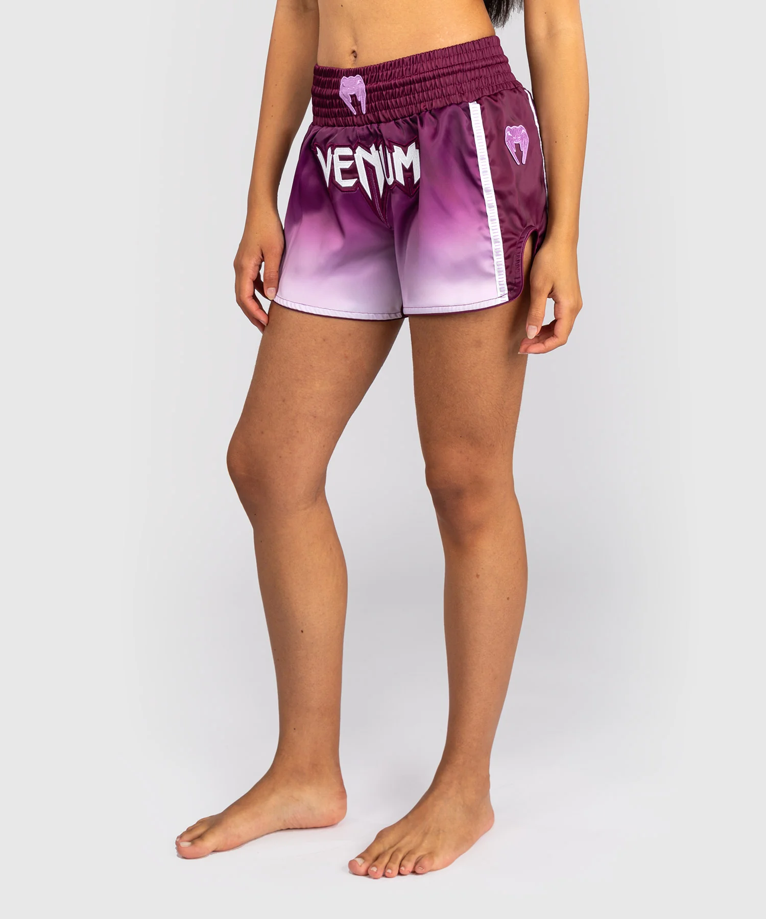 Short de Muay Thai Venum Iris - Prune/Blanc - Image 4