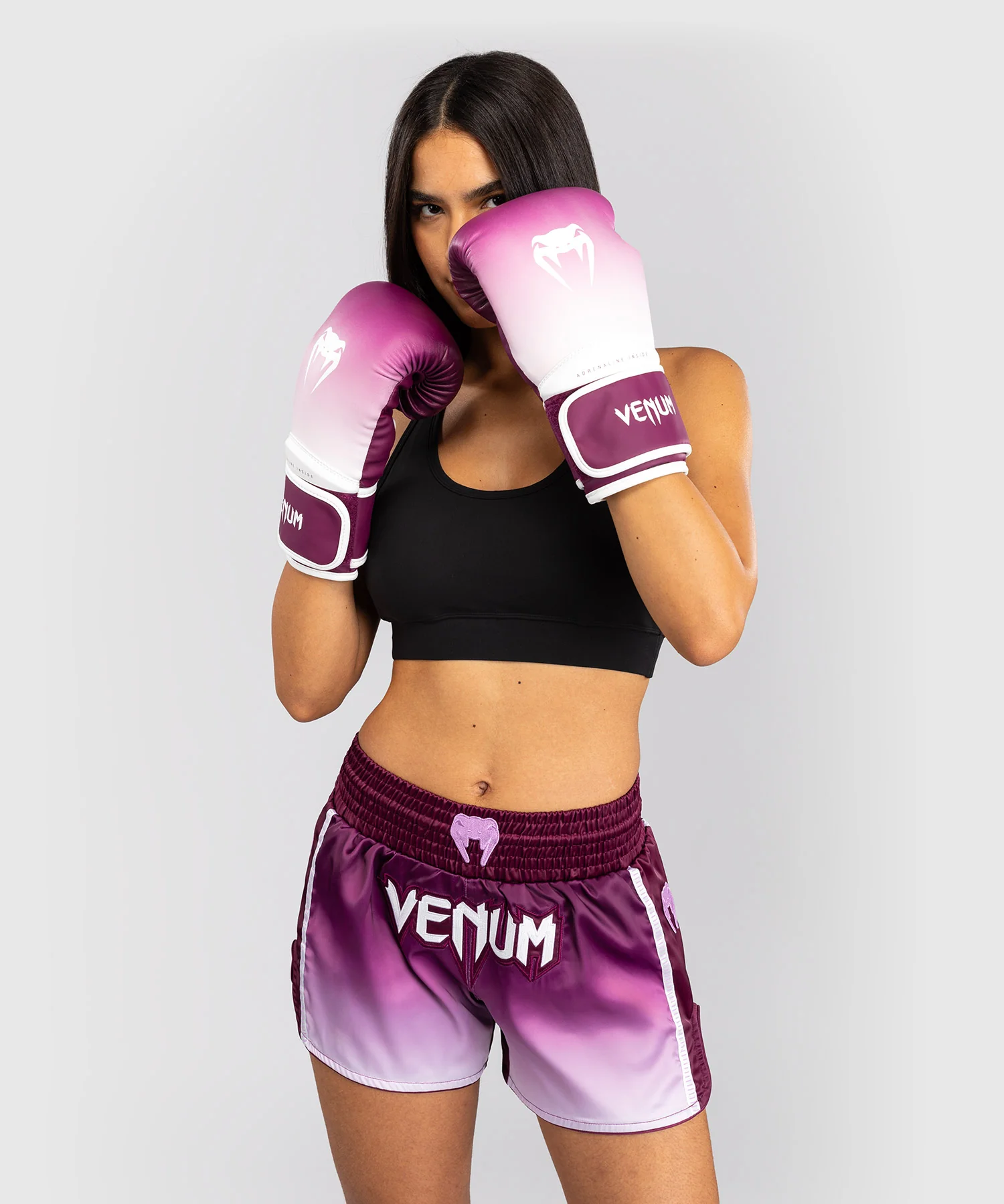 Short de Muay Thai Venum Iris - Prune/Blanc - Image 7